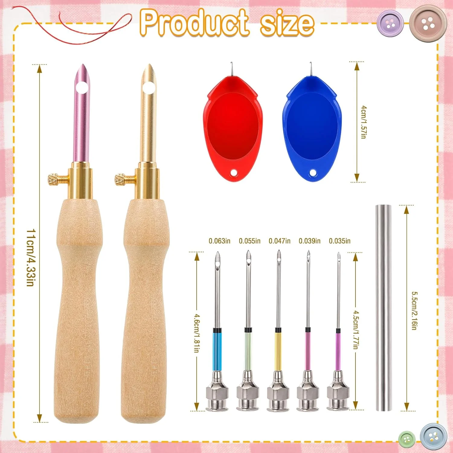 مجموعه سوزن پانچ JSRQT شامل 10 عدد با دستههای چوبی، ابزار گلدوزی سوزن پانچ قابل تنظیم با 5 سایز سری سوزن، کیت قلم پانچ سوزنی برای مبتدیان بزرگسال مجموعه سوزن پانچ JSRQT شامل 10 عدد با دستههای چوبی، ابزار گلدوزی سوزن پانچ قابل تنظیم با 5 سایز سری سوزن، کیت قلم پانچ سوزنی برای مبتدیان بزرگسال