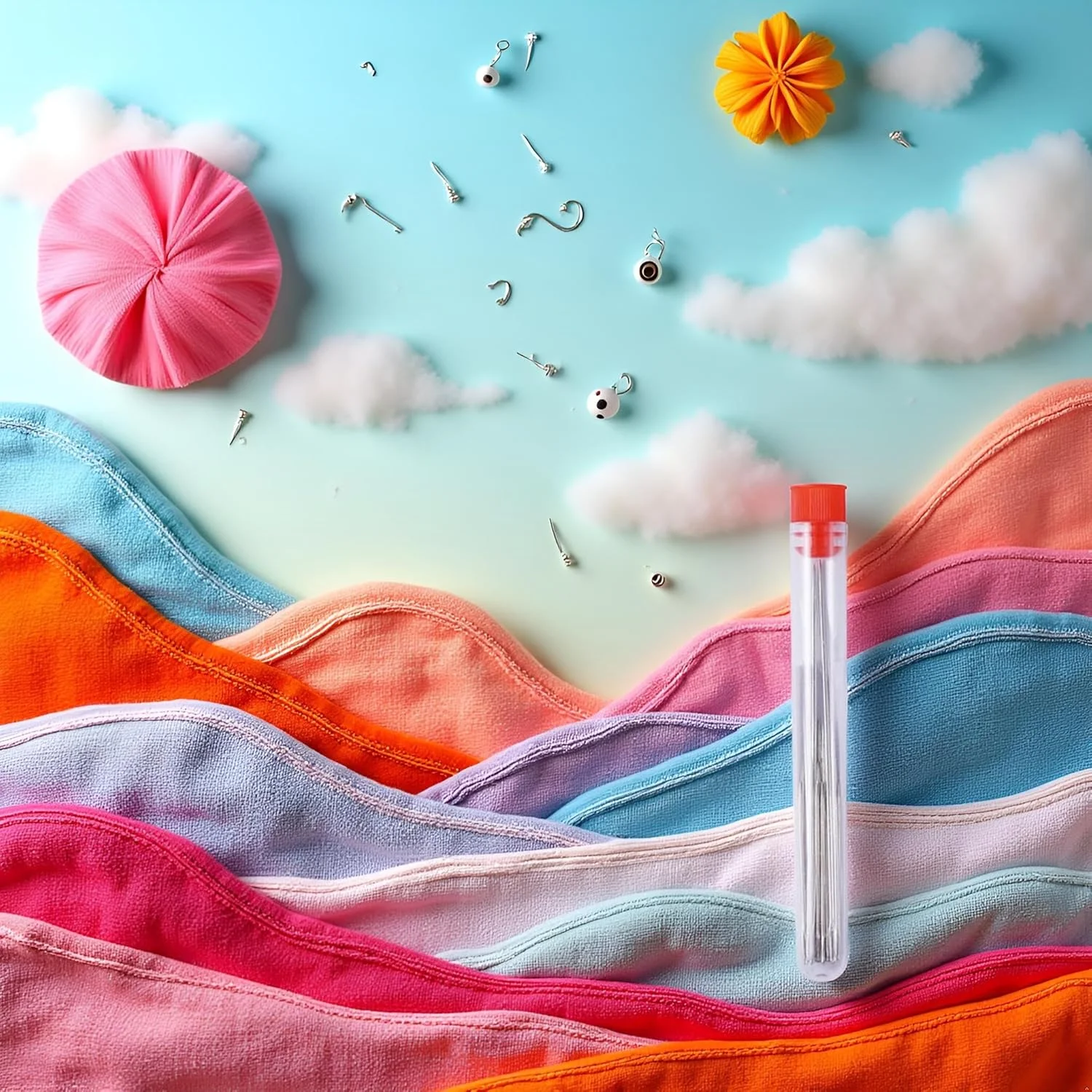 JJLFresheners ست 9 عددی سوزن چشم بزرگ نارنجی، سوزن نخ گلدوزی استیل ضد زنگ، سوزن های گلدوزی، سوزن های خیاطی دستی چشم بزرگ، سوزن های خیاطی دستی، لوازم و ملزومات خیاطی