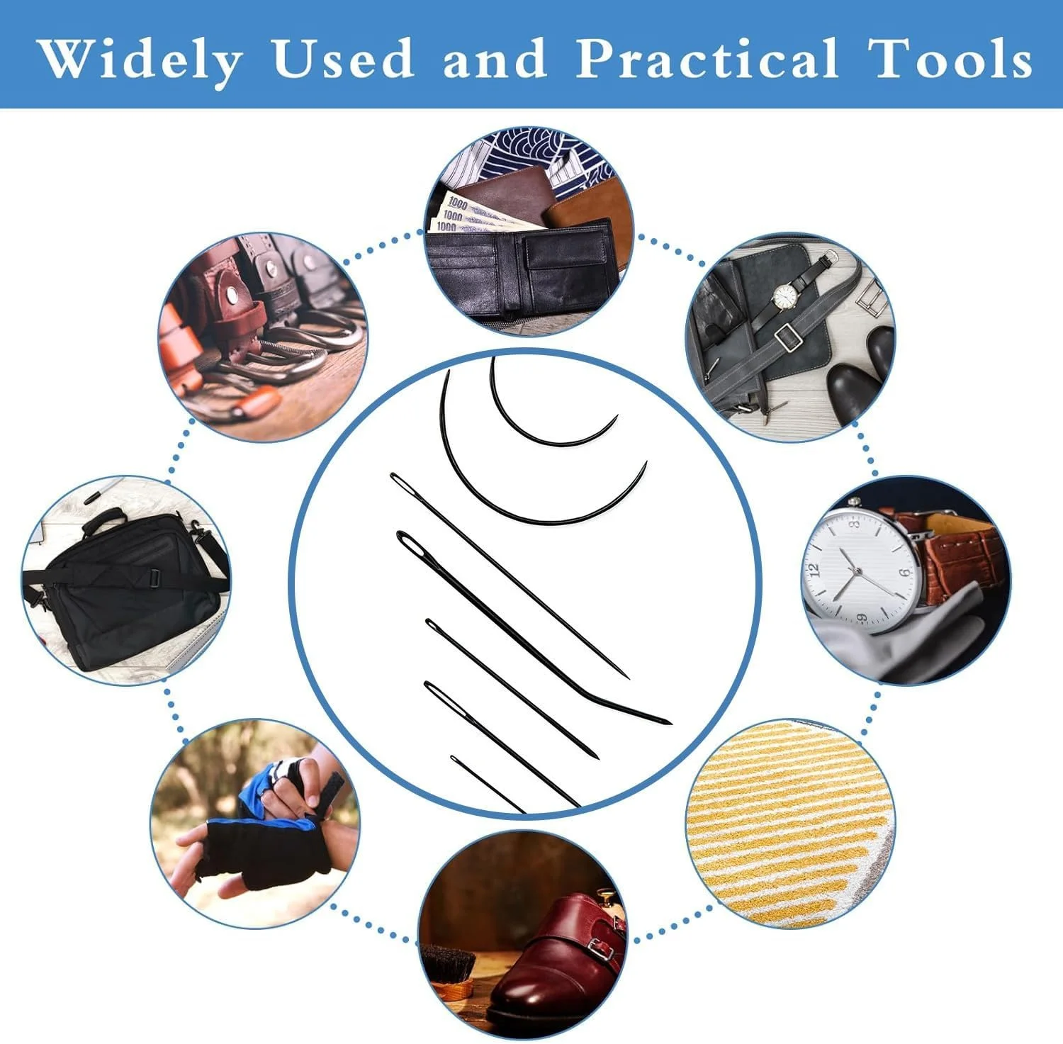 سوزن های دستی خیاطی JL Pony: تعمیر: مشکی با چشم سفید: متنوع