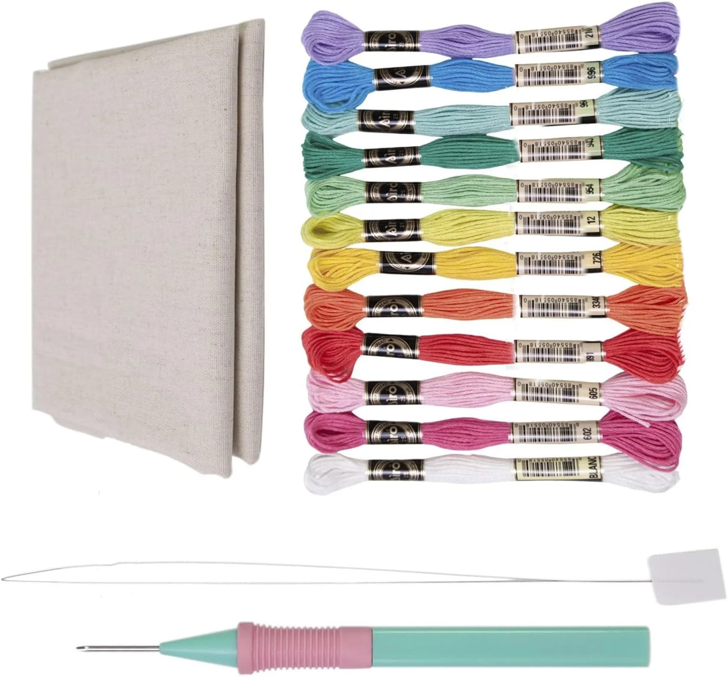 ست سوزن پانچ KFFENG برای گلدوزی بزرگسالان، شامل قلم گلدوزی، 12 رنگ نخ، پارچه گلدوزی، نخ‌کش