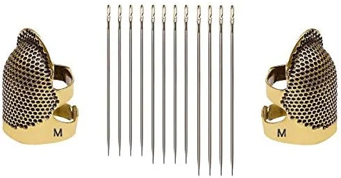 مجموعه سوزن های خود نخ (بسته 12 عددی) و انگشتانه برنجی (2 عدد، متوسط) Krisah مجموعه سوزن های خود نخ (بسته 12 عددی) و انگشتانه برنجی (2 عدد، متوسط) Krisah