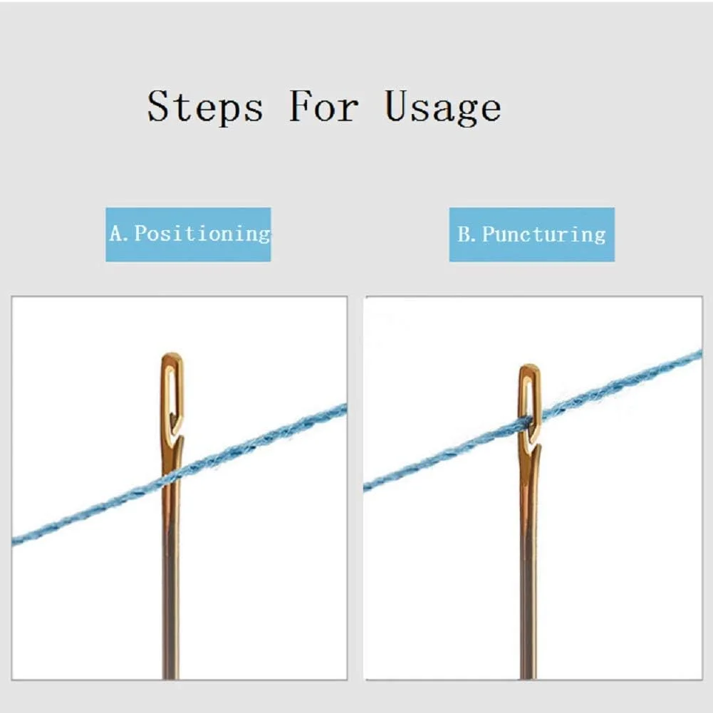 مجموعه سوزن های خود نخ (بسته 12 عددی) و انگشتانه برنجی (2 عدد، متوسط) Krisah