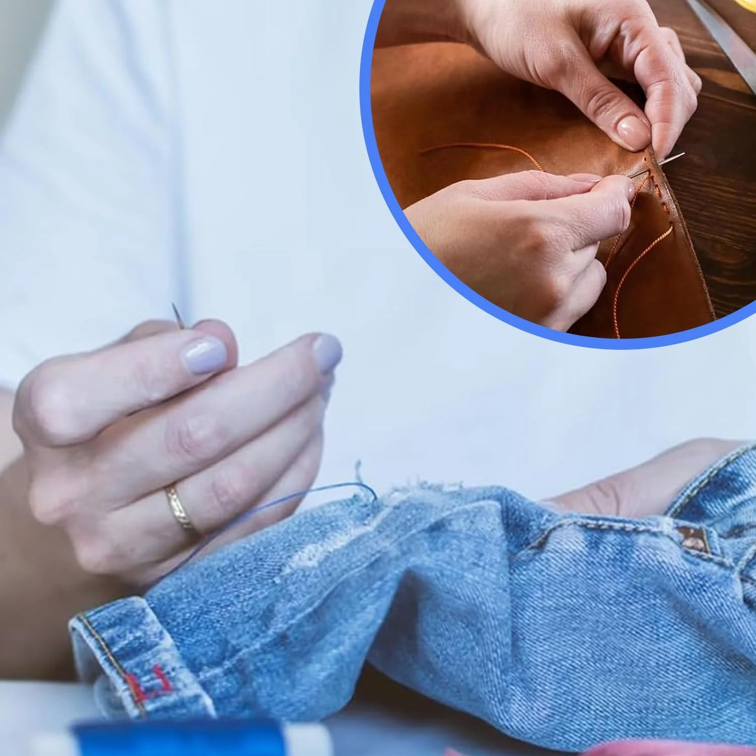 ست 3 عددی سوزن خیاطی دستی چشم بزرگ 12 اینچی - سوزن های حرفه ای روکش دوزی برای صنایع دستی DIY، خیاطی و پروژه های تعمیر، سوزن های بادوام و آسان برای نخ کردن