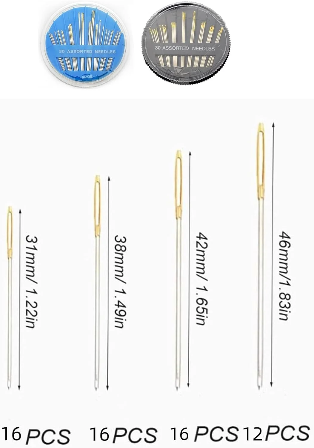 LIANRISES 60 عدد سوزن خیاطی، مجموعه سوزن های دستی، جعبه سوزن خیاطی به همراه 1 عدد سوزن نخ کن