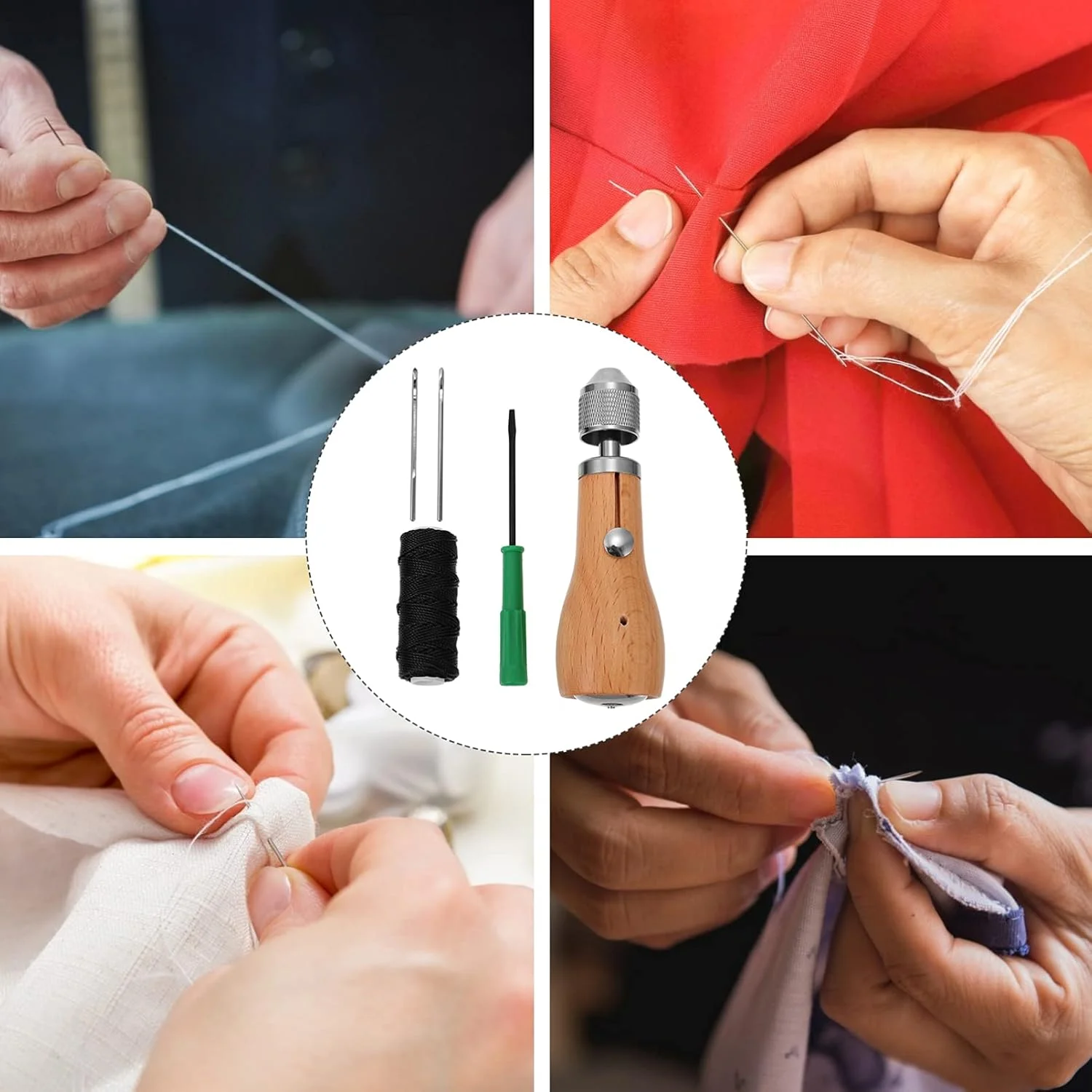 ست ابزار دوخت چرم دستی با سوزن، ابزار دوخت چرم دستی، لوازم صنایع دستی چرم DIY ست ابزار دوخت چرم دستی با سوزن، ابزار دوخت چرم دستی، لوازم صنایع دستی چرم DIY