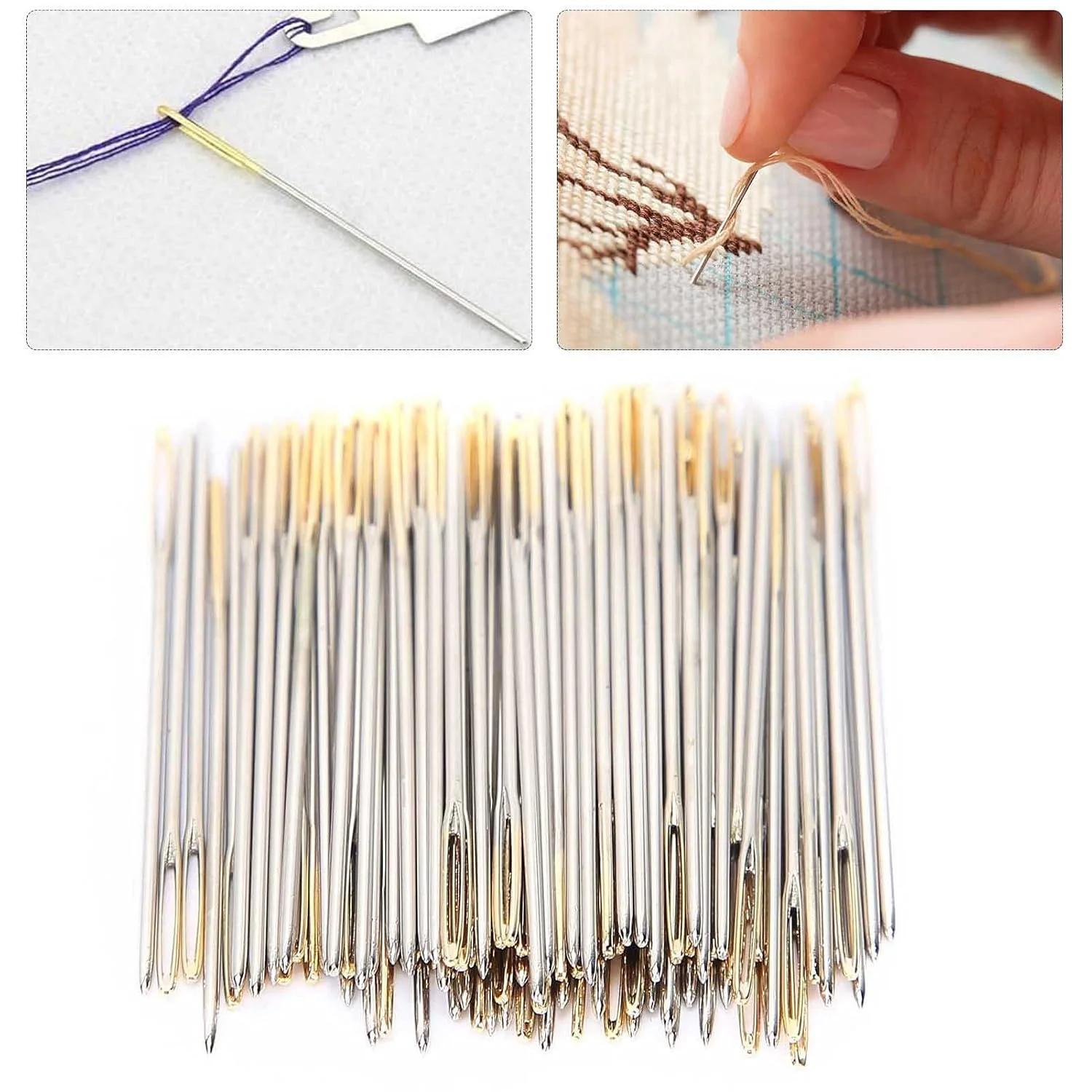 سوزن های خیاطی Leopacat، سوزن نخ، سوزن های خیاطی دستی، سوزن های گلدوزی دستی، سوزن های خیاطی DIY در جعبه شفاف برای ملیله دوزی با چشم های بزرگ و نخ کشی آسان