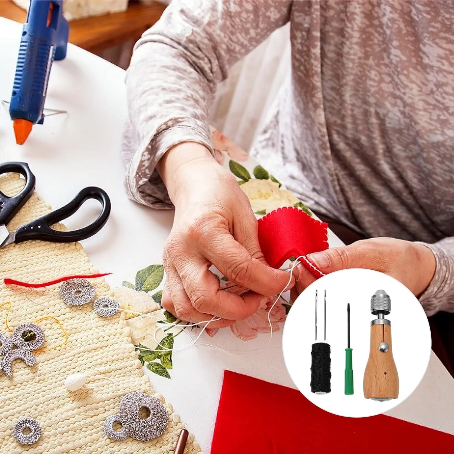 ست ابزار دوخت چرم دستی با سوزن، ابزار دوخت چرم دستی، لوازم صنایع دستی چرم DIY ست ابزار دوخت چرم دستی با سوزن، ابزار دوخت چرم دستی، لوازم صنایع دستی چرم DIY