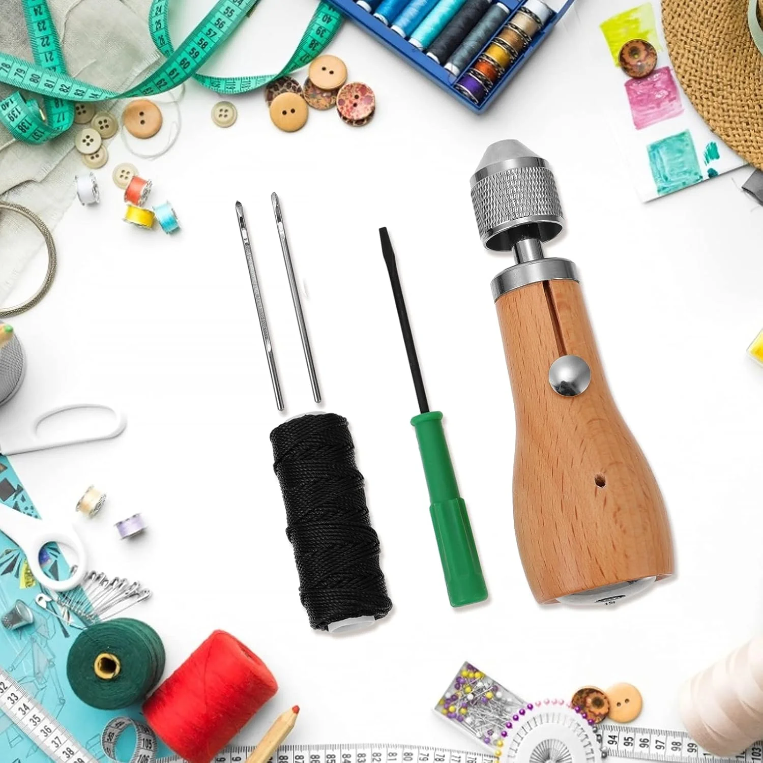 ست ابزار دوخت چرم دستی با سوزن، ابزار دوخت چرم دستی، لوازم صنایع دستی چرم DIY ست ابزار دوخت چرم دستی با سوزن، ابزار دوخت چرم دستی، لوازم صنایع دستی چرم DIY