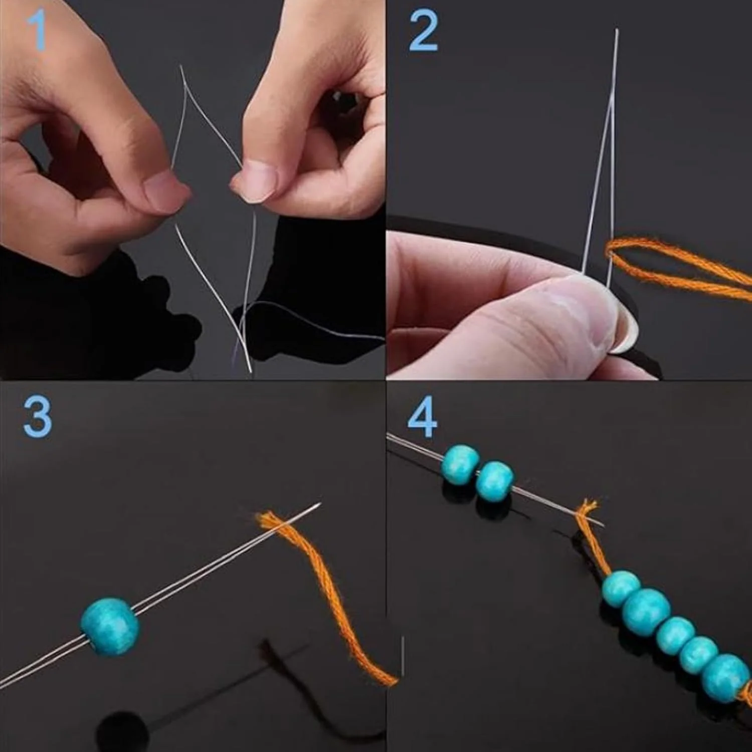 سوزن‌های مهره‌بافی چشم‌بزرگ Luqeeg، سوزن‌های گلدوزی مهره‌بافی استیل ضد زنگ برای ساخت دستبند، گردنبند، لوازم ساخت جواهرات