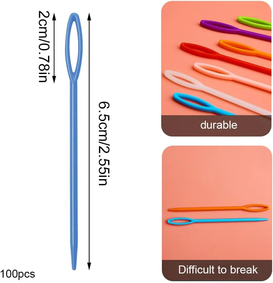 سوزن های خیاطی LQIOACU، سوزن پشمی، سوزن بافندگی، 100 عدد، ایمن و قابل اعتماد، برای پروژه های DIY، ساخت هدیه، خیاطی، کوک متقاطع