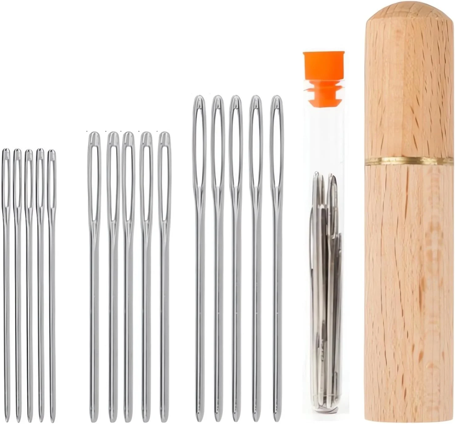 سوزن های خیاطی چشم بزرگ MovFlax، 15 عدد سوزن لحاف دوزی و گلدوزی دستی با جعبه چوبی و لوله نگهداری شفاف، سوزن های بافتنی نخ ضخیم برای بافندگی، ریسمان کشی و پروژه های قلاب بافی سوزن های خیاطی چشم بزرگ MovFlax، 15 عدد سوزن لحاف دوزی و گلدوزی دستی با جعبه چوبی و لوله نگهداری شفاف، سوزن های بافتنی نخ ضخیم برای بافندگی، ریسمان کشی و پروژه های قلاب بافی