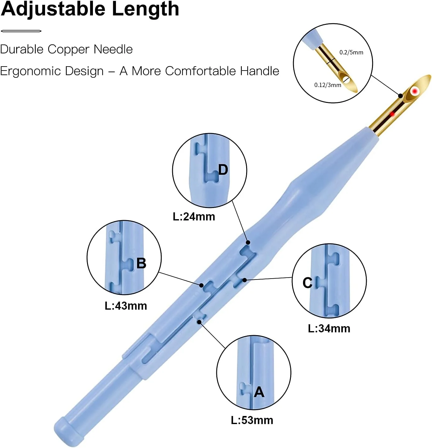 ابزار پانچ نیدل Moocci، کیت گلدوزی 21 تکه سوزن پانچ قابل تنظیم، شامل سوزن نخ کن، پارچه پانچ نیدل، سوزن های چشم بزرگ، برای کاردستی گلدوزی DIY، مبتدیان بخیه متقاطع