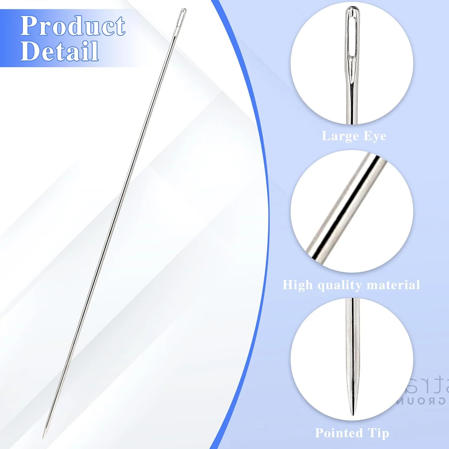 سوزن روکش دوزی 12 اینچی Mozeat Lens، سوزن خیاطی بزرگ، سوزن های خیاطی بلند، سوزن روکش دوزی حرفه ای، خیاطی دستی چرم، ملیله دوزی، گلدوزی، برای خانه یا کار. (نقره ای، 12 اینچ)