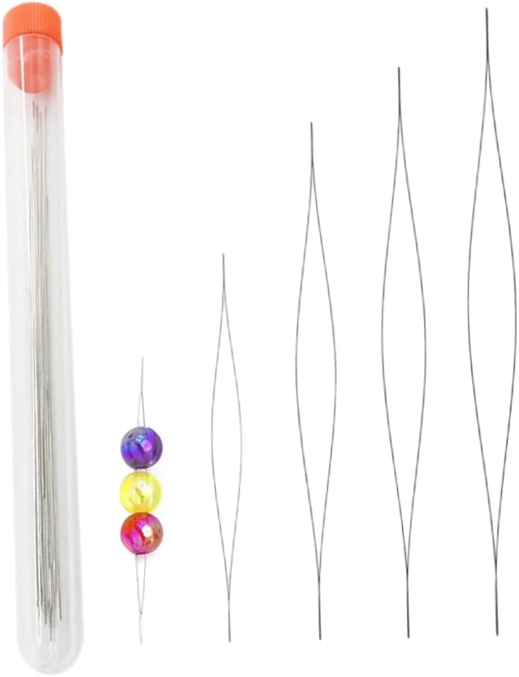 سوزن مهره 4 سایز سوزن مهره چشم بزرگ سوزن دانه ای برای ساخت جواهرات مهره ای 10 عددی، سوزن مهره، چشم بزرگ