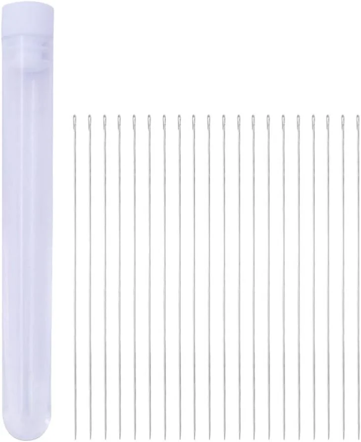 20 عدد سوزن مهره دوزی، سوزن های گلدوزی، سوزن های نخ کشی مستقیم بلند با بطری سوزن برای ساخت جواهرات دستبند