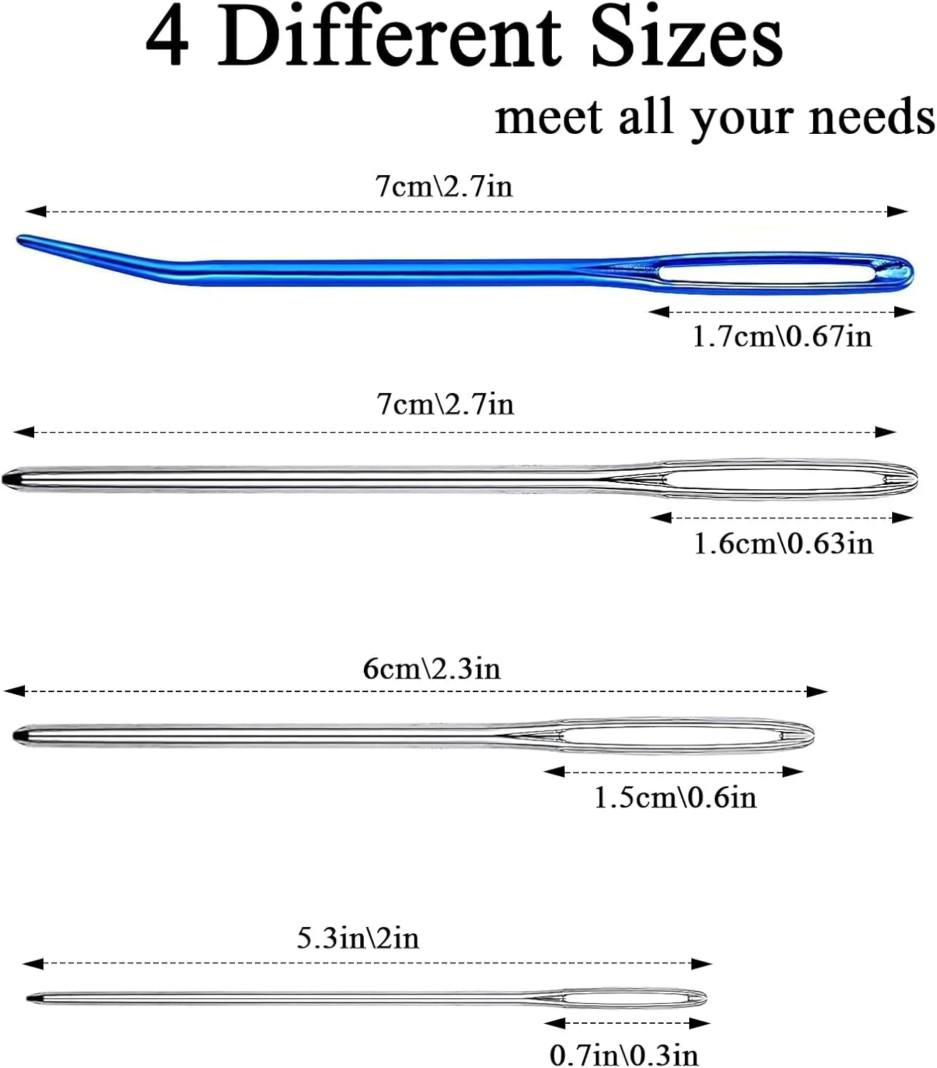 ست 16 عددی سوزن های ضخیم ته گرد با سوراخ بزرگ Luoqun88، سوزن های قلاب بافی در 4 سایز، سوزن های رفو برای نخ و پشم، سوزن های ملیله دوزی برای دوخت بافتنی برای صنایع دستی قلاب بافی DIY (16 عدد سوزن ضخیم ته گرد با سوراخ بزرگ)