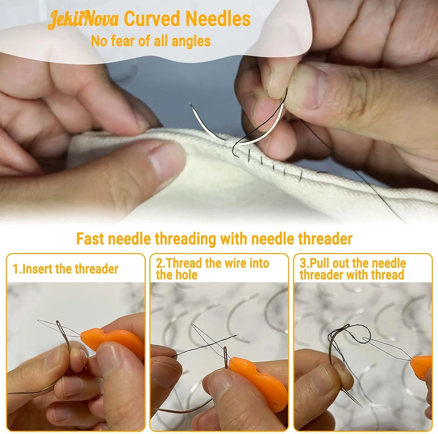 50 عدد سوزن خیاطی خمیده برای چرم، فرش، بوم، کلاه گیس سازی، روکش مبلمان، بافندگی، گلدوزی و خیاطی دستی