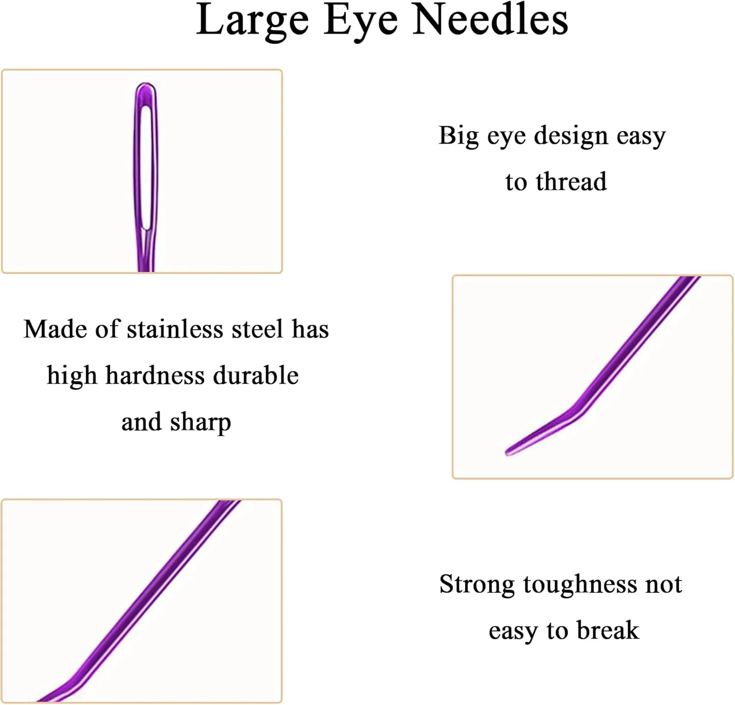 ست 16 عددی سوزن های ضخیم ته گرد با سوراخ بزرگ Luoqun88، سوزن های قلاب بافی در 4 سایز، سوزن های رفو برای نخ و پشم، سوزن های ملیله دوزی برای دوخت بافتنی برای صنایع دستی قلاب بافی DIY (16 عدد سوزن ضخیم ته گرد با سوراخ بزرگ)