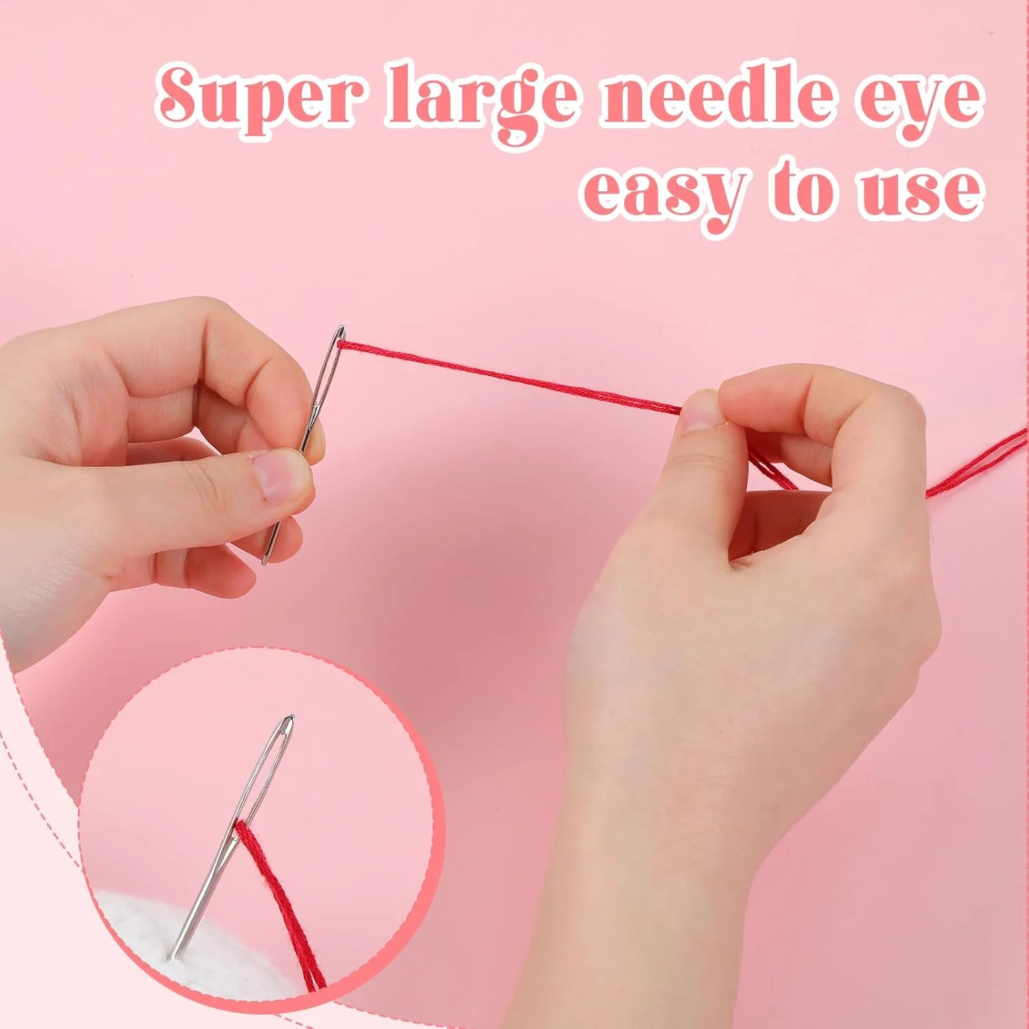 30 عدد سوزن خیاطی چشم بزرگ 6 سانتی‌متری، سوزن‌های ضخیم چشم بزرگ، سوزن‌های بافتنی نخ استیل ضد زنگ، سوزن‌های گلدوزی لحاف‌دوزی با بطری پلاستیکی شفاف