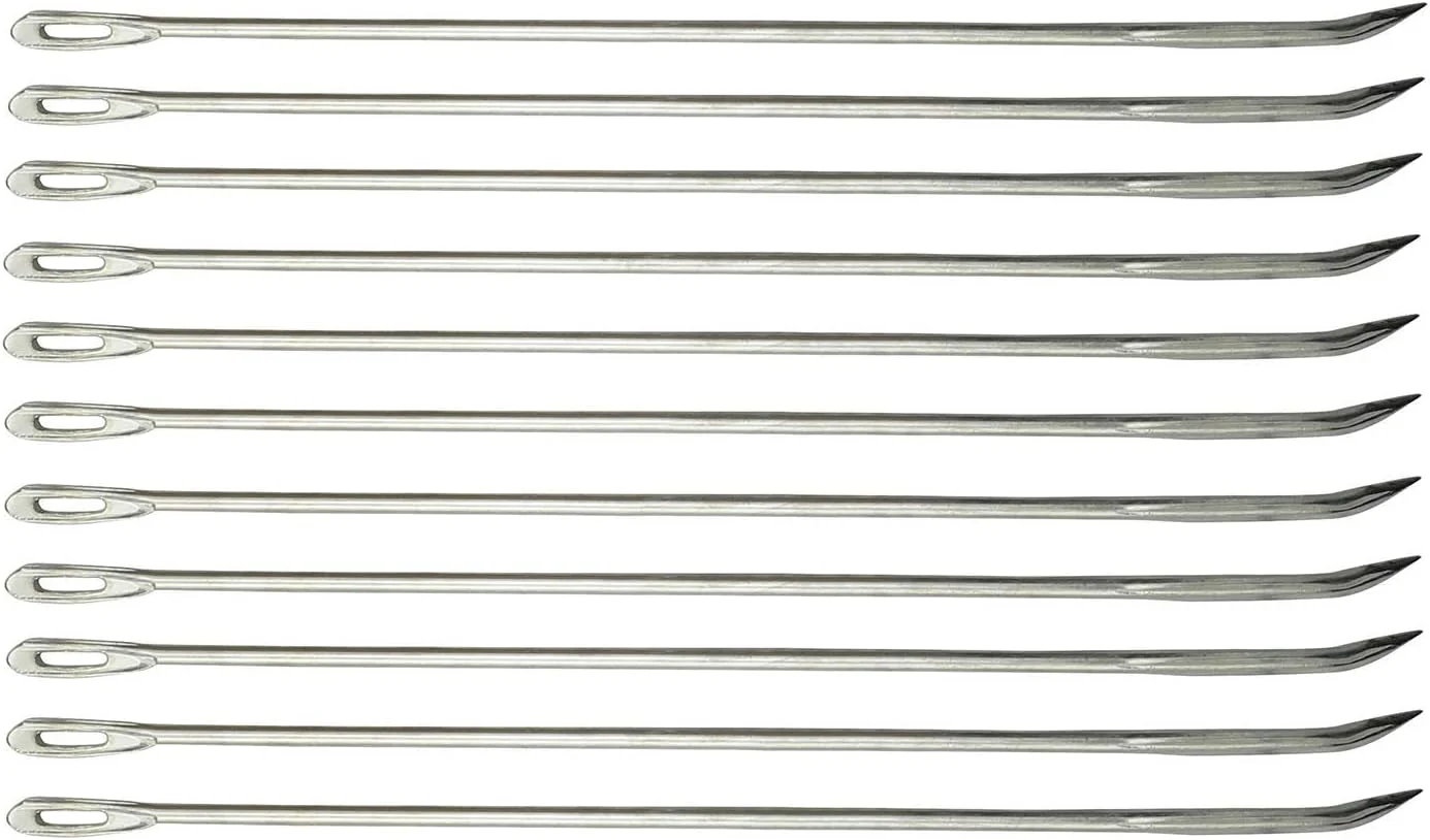 سوزن بخیه بسته بندی ان ایکس گاردن 10 عددی 16.8 سانتی متر / 6.6 اینچ سوزن های بخیه دوزی نوک تیز خمیده برای گونی بافی بسته بندی چرم دوزی دستی