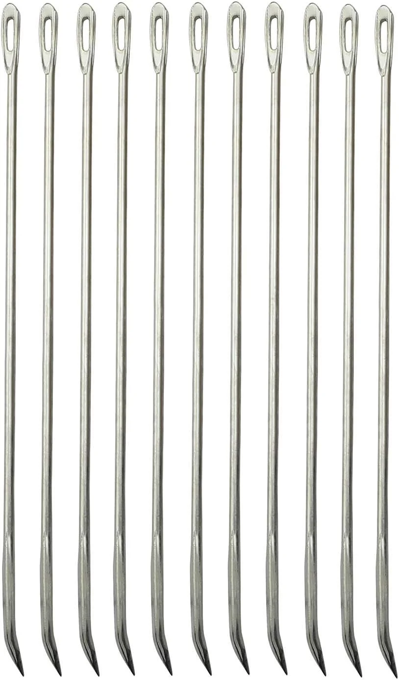 سوزن بخیه بسته بندی ان ایکس گاردن 10 عددی 16.8 سانتی متر / 6.6 اینچ سوزن های بخیه دوزی نوک تیز خمیده برای گونی بافی بسته بندی چرم دوزی دستی