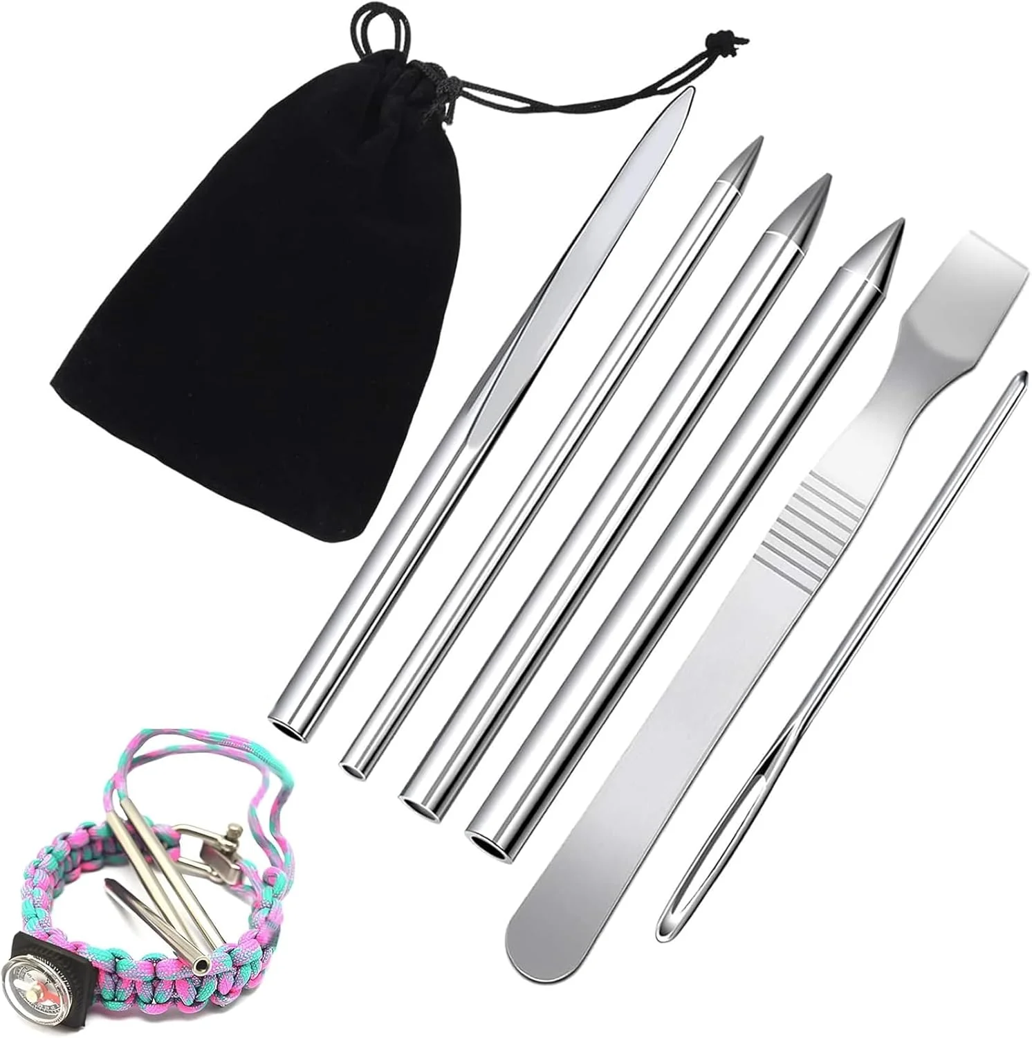 ست 6 تکه پاراکورد، لوازم جانبی پاراکورد، سوزن پاراکورد ساخته شده از فولاد ضد زنگ، کیت پاراکورد، سوزن خیاطی پاراکورد، ابزار بافت پاراکورد، مناسب برای بافتن پاراکورد، لوازم صنایع دستی