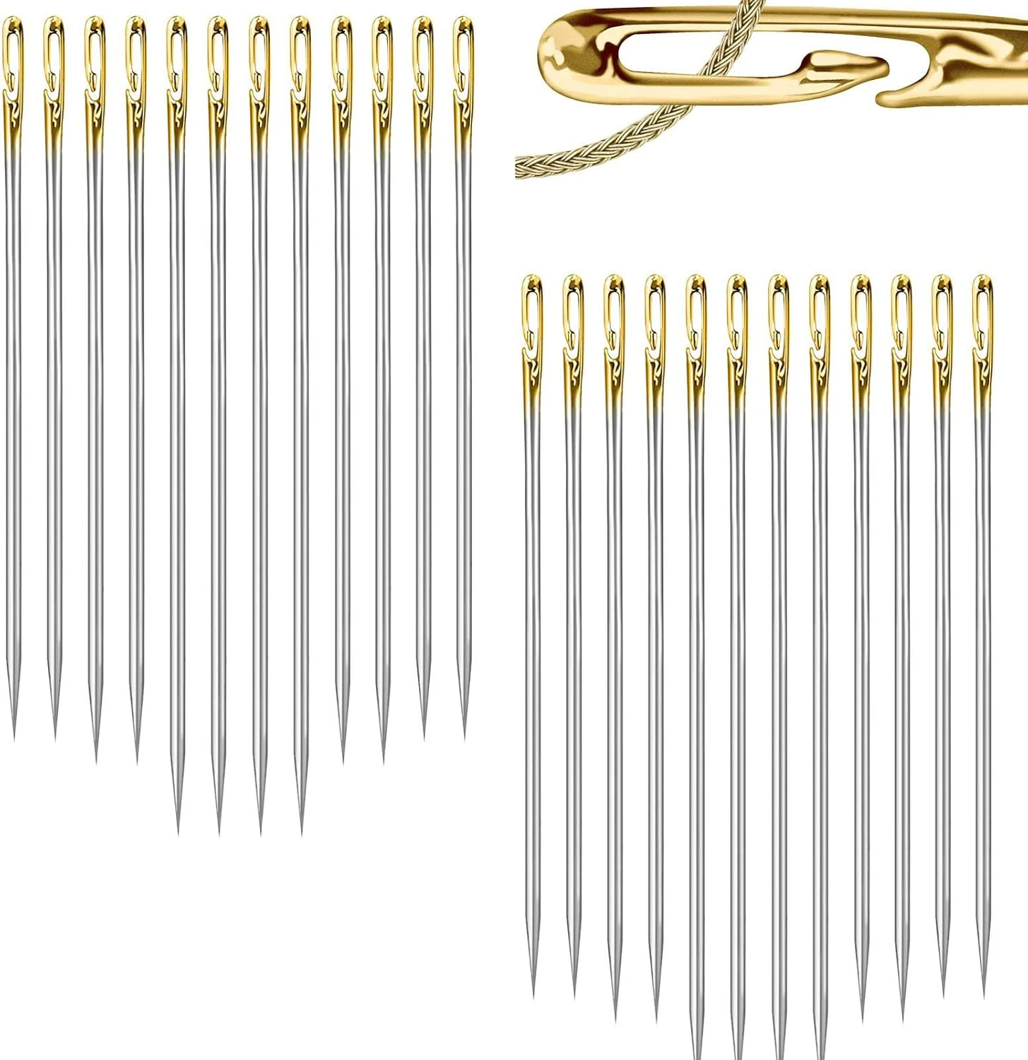 سوزن های خیاطی خود نخ کن پاپوریچ، سوزن های گلدوزی برای خیاطی دستی، نخ کشی آسان از پهلو در 3 سایز، برای DIY، خیاطی و تعمیر، گلدوزی (بسته 24 عددی)