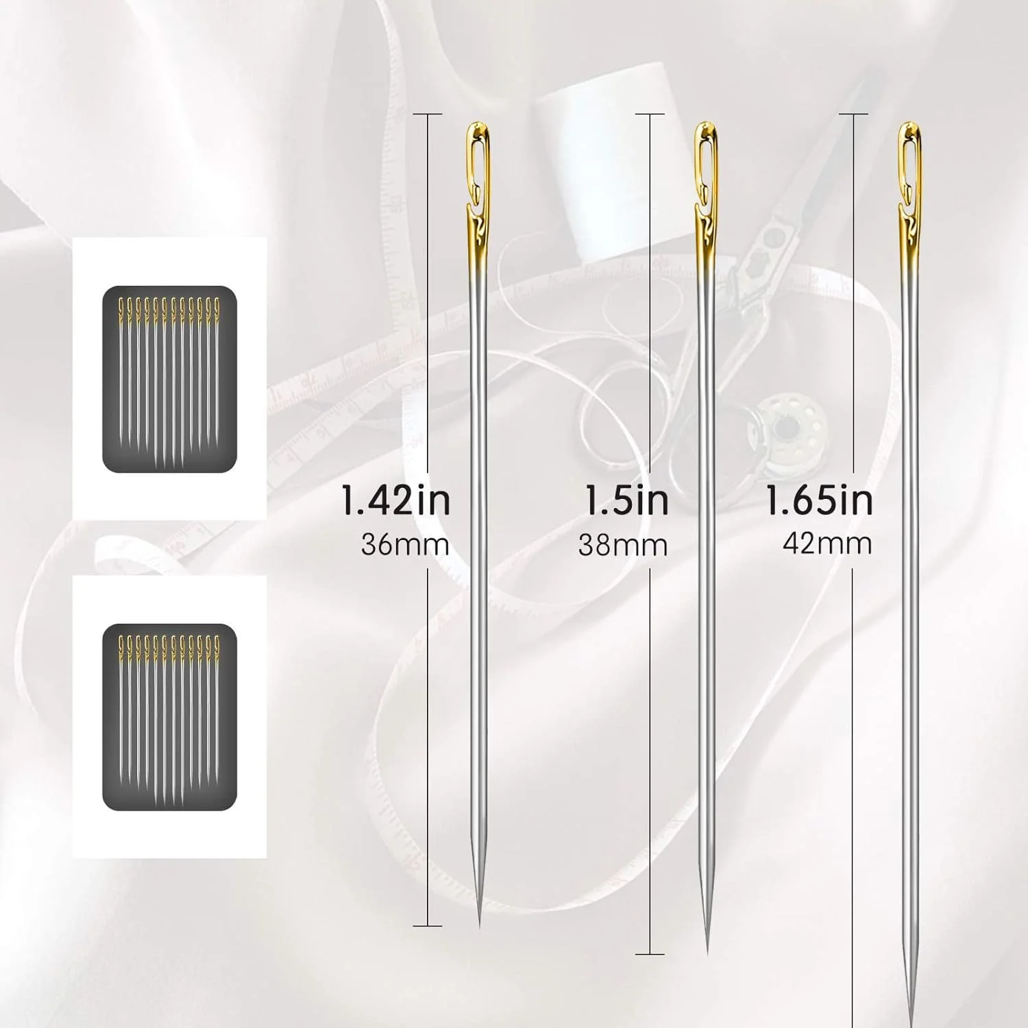 سوزن های خیاطی خود نخ کن پاپوریچ، سوزن های گلدوزی برای خیاطی دستی، نخ کشی آسان از پهلو در 3 سایز، برای DIY، خیاطی و تعمیر، گلدوزی (بسته 24 عددی)