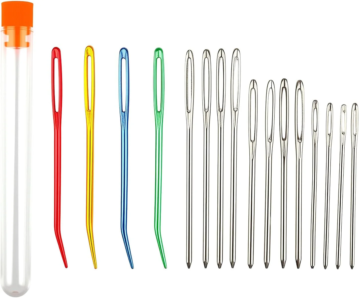 ست سوزن خیاطی 16 عددی - 3 سایز سوزن کوبلن دوزی، سوزن پشمی برای خیاطی - سوزن های ضخیم چشم بزرگ برای چرم، بافندگی و تکه دوزی، خیاطی دستی