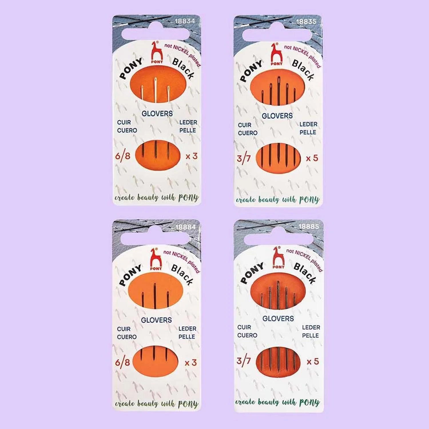 پونی - سوزن های دستی مشکی گلاور پونی با روکش مات (شماره 6-8) با سوراخ مشکی - 3 سوزن