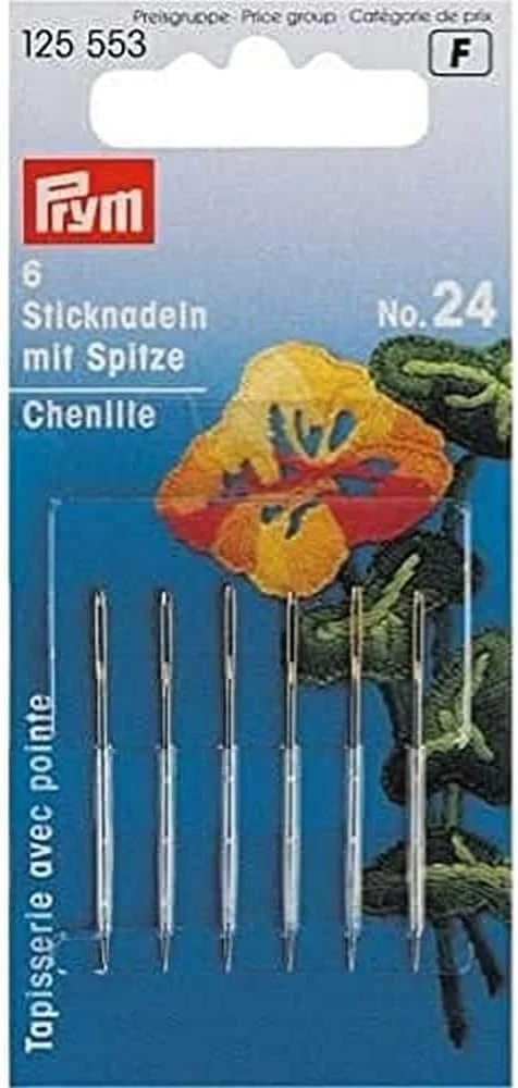 سوزن های گلدوزی پریم، مدل شنل، نوک تیز، شماره 24، رنگ نقره ای با چشم طلایی، 0.80 × 37 میلی متر سوزن های گلدوزی پریم، مدل شنل، نوک تیز، شماره 24، رنگ نقره ای با چشم طلایی، 0.80 × 37 میلی متر