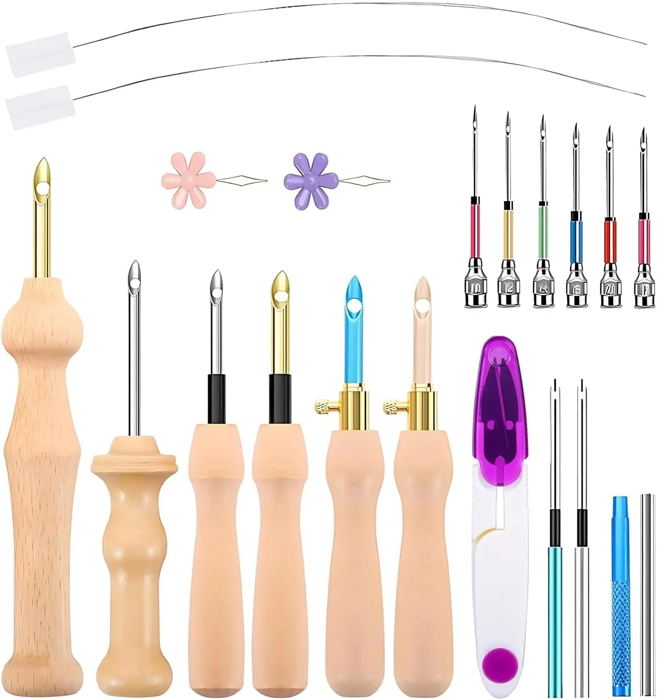 ست ابزار پانچ سوزنی - سوزن های پانچ گلدوزی قابل تنظیم برای بزرگسالان، مبتدیان، صنایع دستی DIY، بسته 21 عددی ست ابزار پانچ سوزنی - سوزن های پانچ گلدوزی قابل تنظیم برای بزرگسالان، مبتدیان، صنایع دستی DIY، بسته 21 عددی
