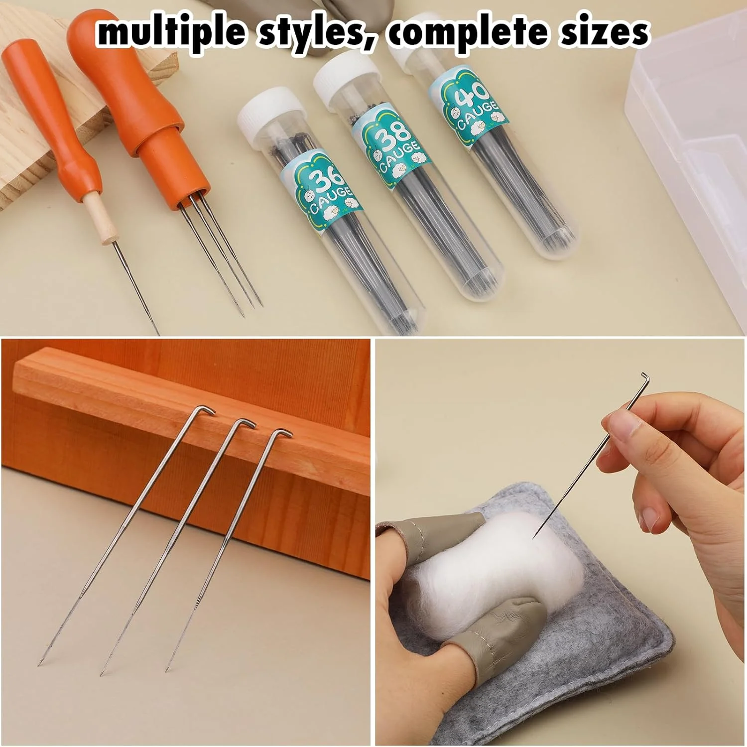 ابزار نمد دوزی QMNNMA، سوزن های نمد دوزی پشمی در 3 سایز با 2 نوع ابزار نمد دوزی سوزنی، ابزار نمد دوزی پین پشمی DIY برای مبتدیان و حرفه ای ها