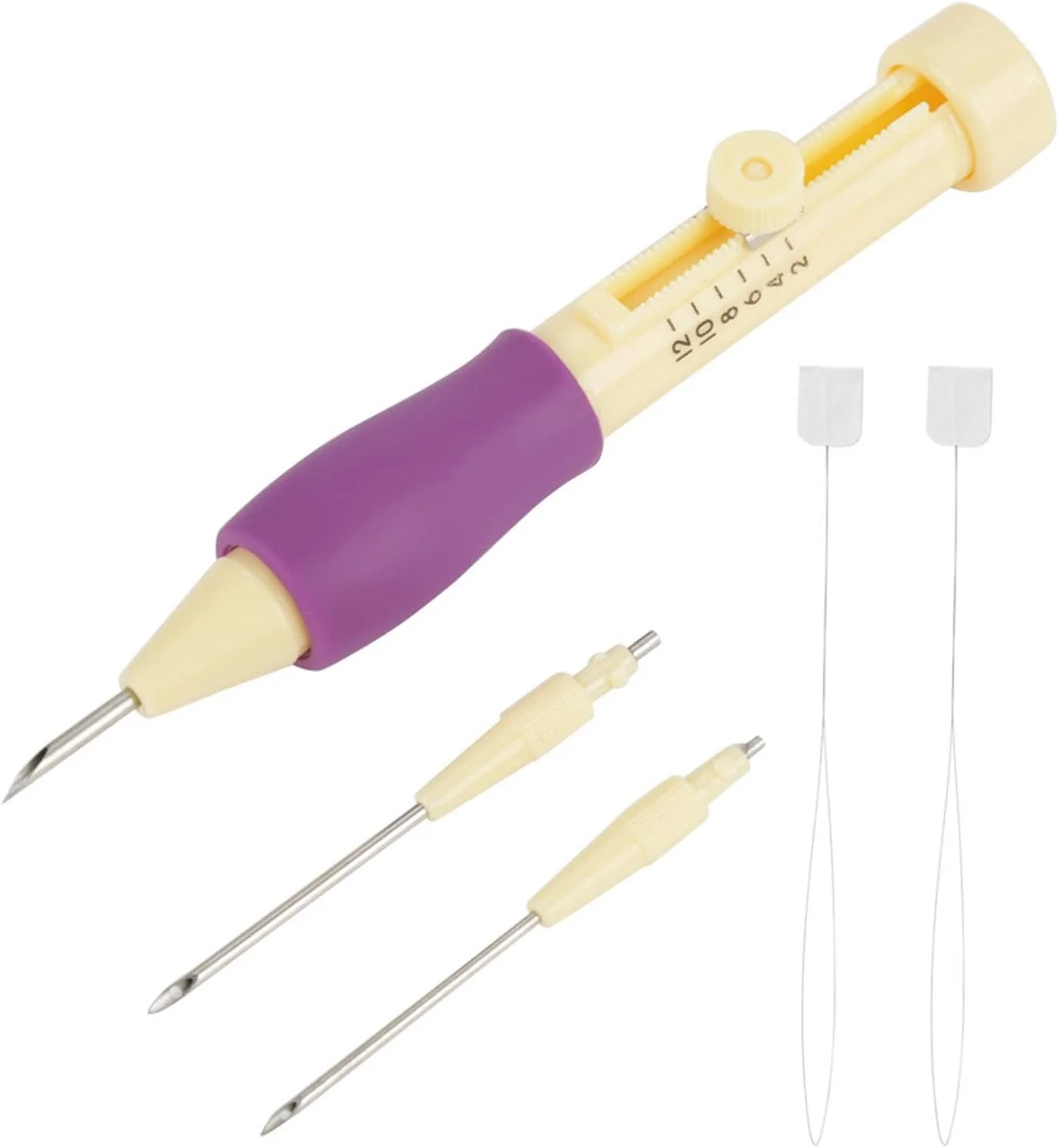 مجموعه ابزار قلم سوزنی زاپِر گلدوزی جدید Respicefinem با 3 سایز سوزن، پلاستیک و استیل ضد زنگ برای صنایع دستی گلدوزی دستی DIY (زرد و بنفش) مجموعه ابزار قلم سوزنی زاپِر گلدوزی جدید Respicefinem با 3 سایز سوزن، پلاستیک و استیل ضد زنگ برای صنایع دستی گلدوزی دستی DIY (زرد و بنفش)