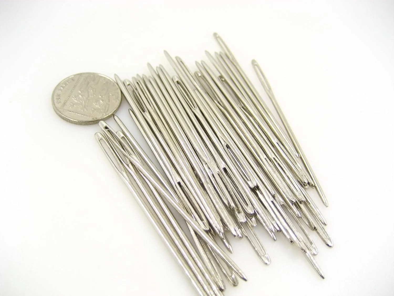 سوزن های بافتنی دستی پشمی فلزی ته گرد چشم بزرگ 7 سانتی متری The Sew Shack، 40 عددی، سوزن گلدوزی بینکا