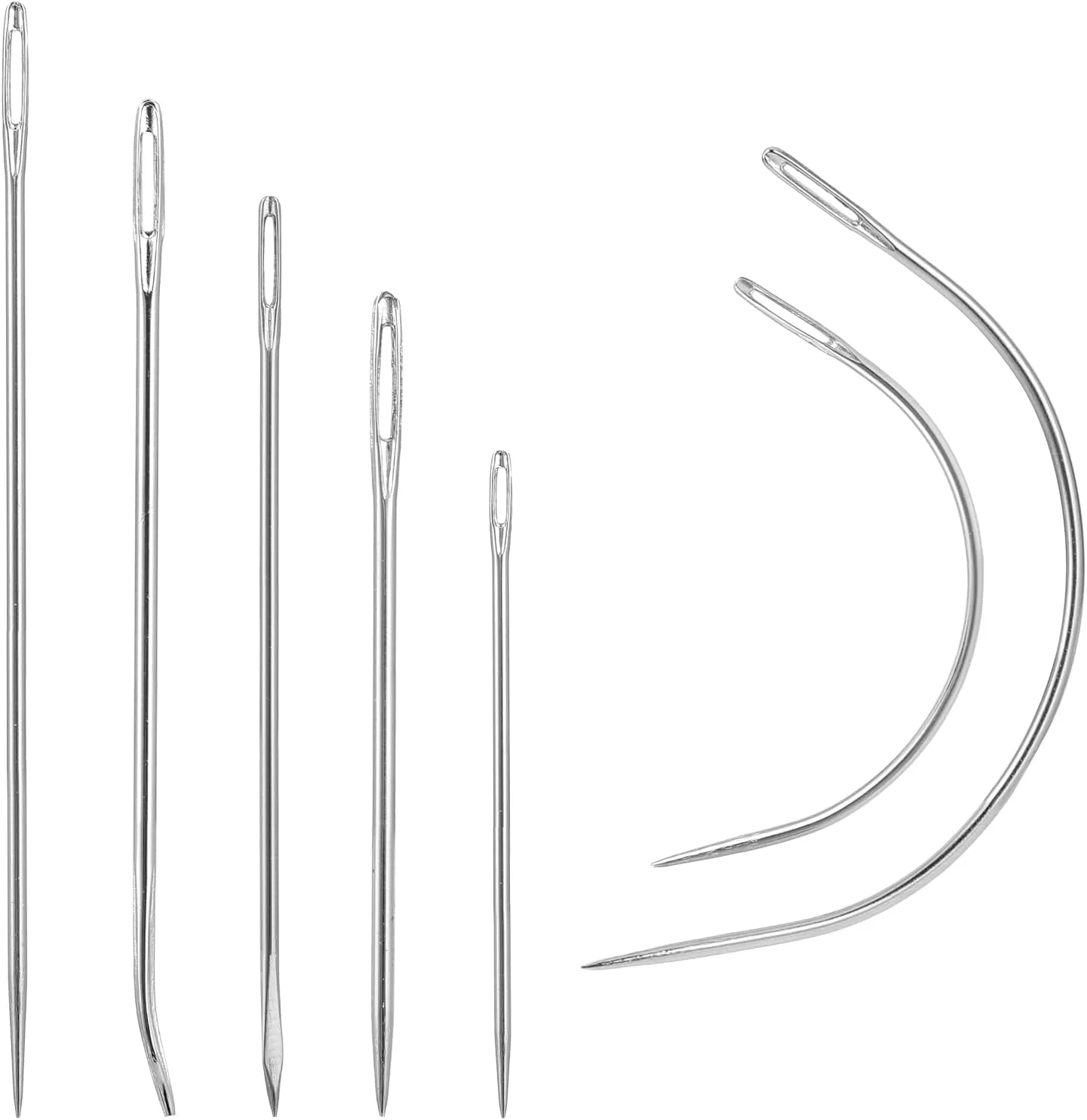 بسته 7 عددی سوزن چرمی Sliverdew، سوزن های چرمی نخ زین، سوزن های C، سوزن های خیاطی چندگانه، سوزن خیاطی منحنی چرم برای کیف پول، کوله پشتی، کفش، روکش، فرش، تعمیر بوم