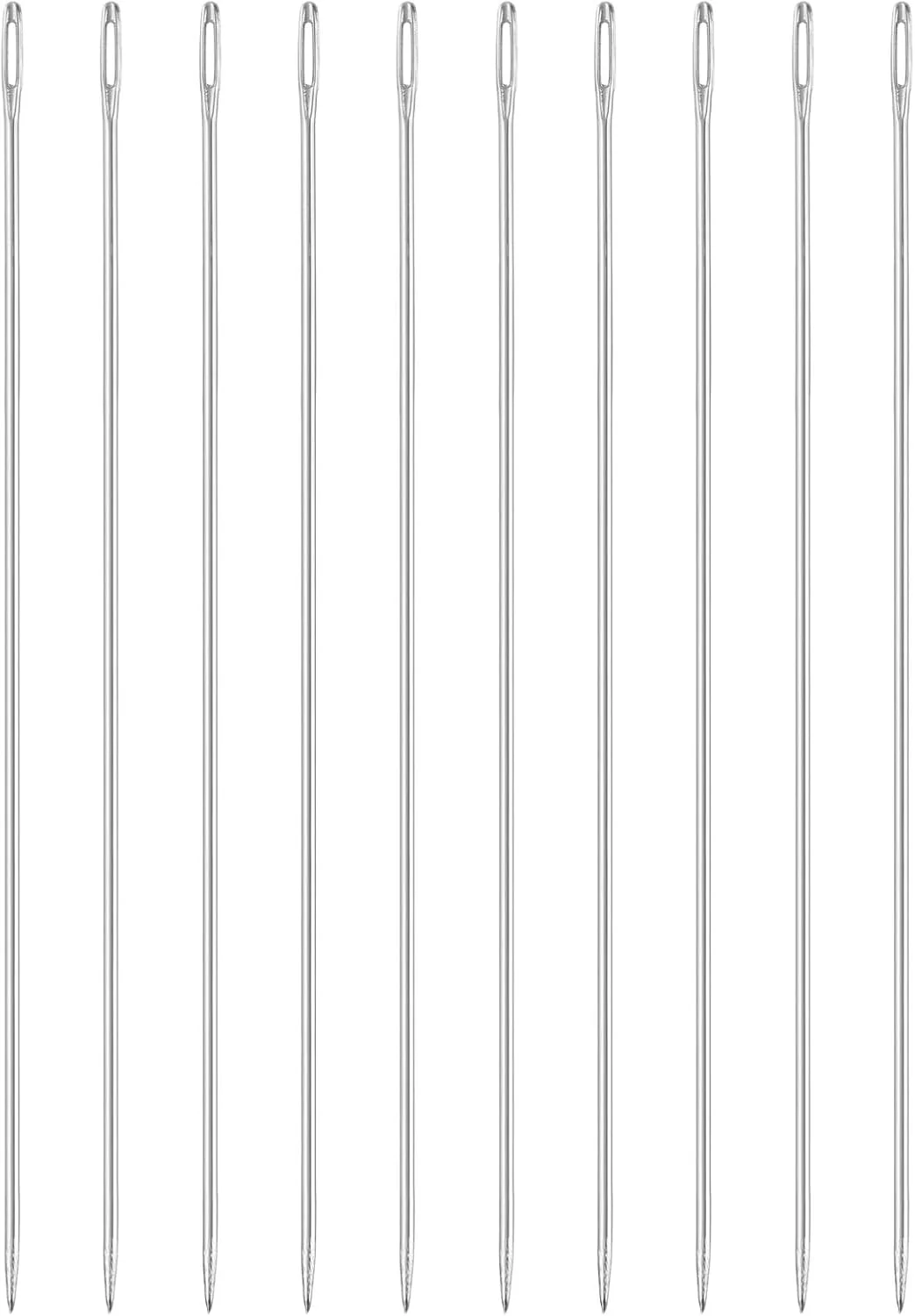 سورسینگ مپ 50 عدد سوزن چشم بزرگ، 15 سانتی متر 1.6 میلی متر سوزن نخ دوزی آهنی کربن بالا سوزن خیاطی چشم بزرگ سوزن بافندگی برای خیاطی دستی صنایع دستی هنری، نقره ای