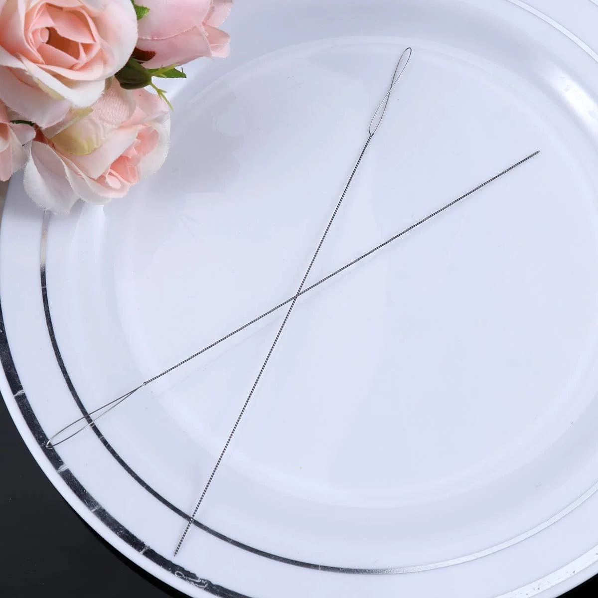 6 عدد سوزن مهره دوزی تاشو چشمی بزرگ استیل ضد زنگ، سوزن های خیاطی نخ، ابزار مهره دوزی - سایزهای مختلف