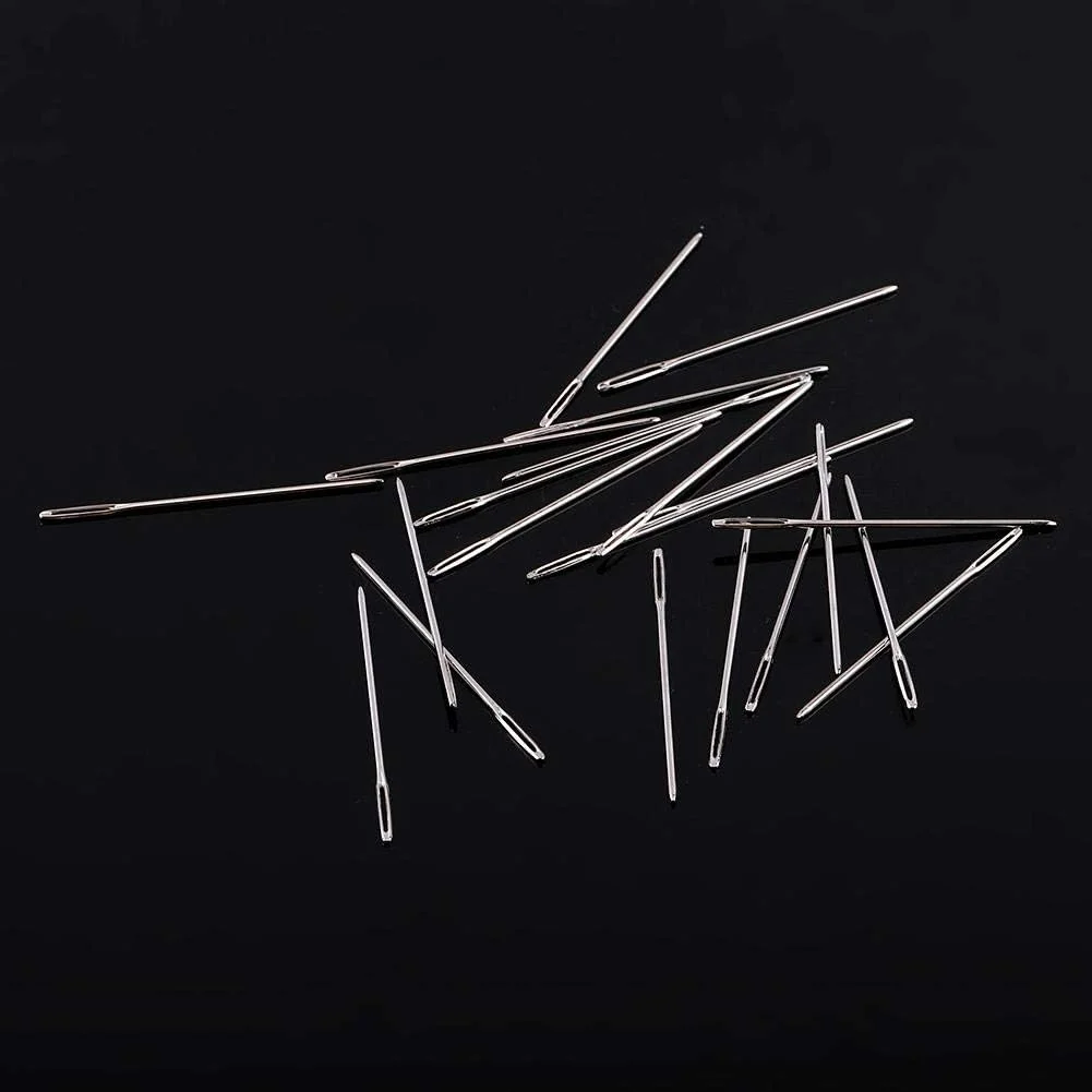 سوزن های بخیه چشم بزرگ، سوزن خیاطی دستی چشم بزرگ 20 عددی نقره ای سوزن های بافندگی گرد بزرگ برای خیاطی گلدوزی طول 52 میلی متر