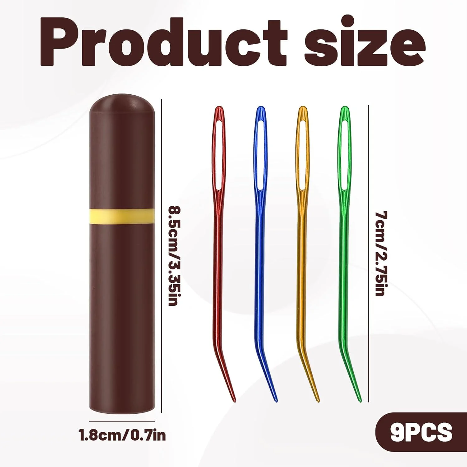 سوزن کوبلن، سوزن رفو، سوزن های پشمی برای دوخت بافتنی، سوزن های رفو استیل ضد زنگ برای پشم با میله چوبی، سوزن پشمی برای دوخت چرم قلاب بافی (4 رنگ)