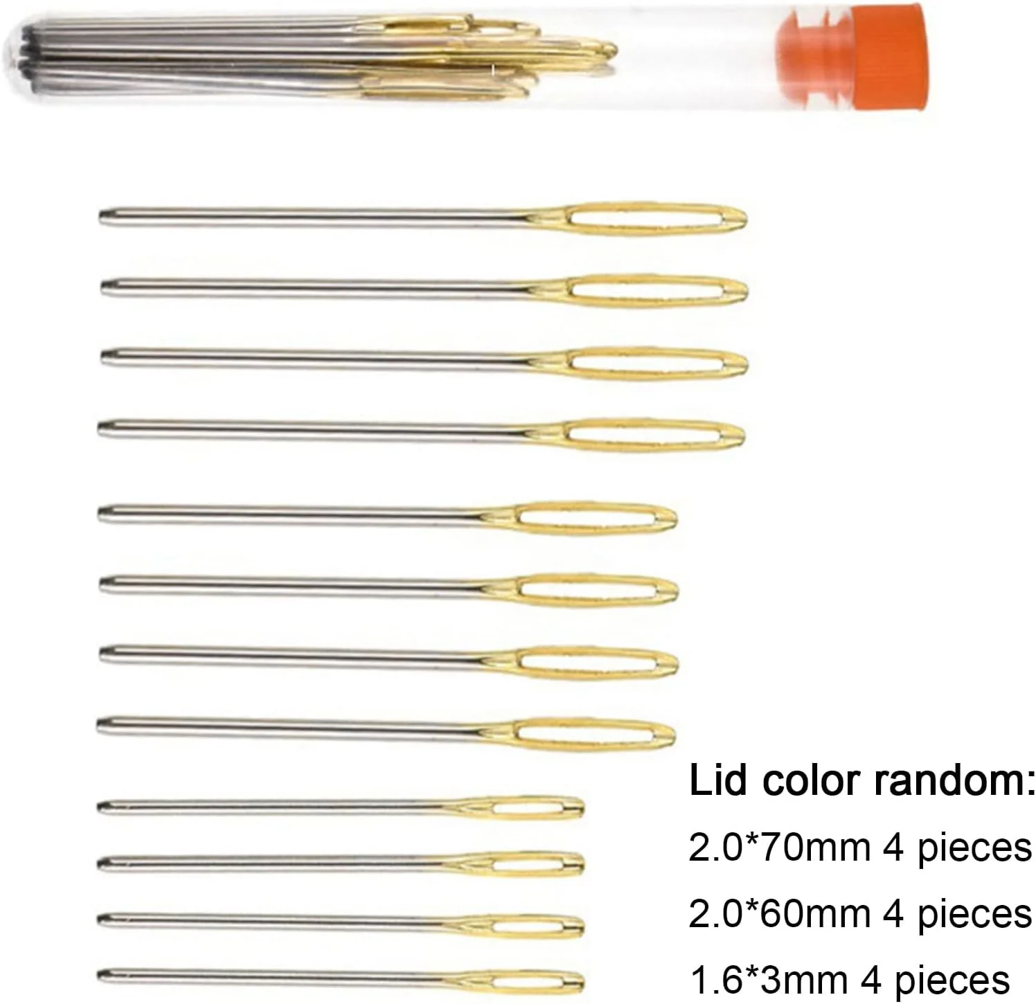 12 عدد سوزن خیاطی ضخیم با چشم بزرگ، سوزن های بافتنی نخ استیل ضد زنگ، سوزن های خیاطی دستی گلدوزی با لوله ذخیره سازی سوزن آلومینیومی، سوزن کوبلن، سوزن خیاطی و سوزن رفو