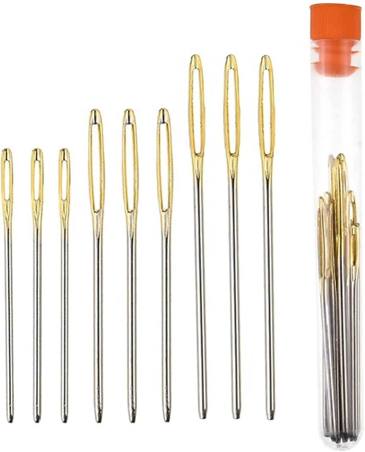 12 عدد سوزن لحاف دوزی بزرگ با نوک گرد، سوزن های بافتنی نخ استیل ضد زنگ، سوزن های گلدوزی دستی با لوله نگهداری سوزن آلومینیومی 12 عدد سوزن لحاف دوزی بزرگ با نوک گرد، سوزن های بافتنی نخ استیل ضد زنگ، سوزن های گلدوزی دستی با لوله نگهداری سوزن آلومینیومی