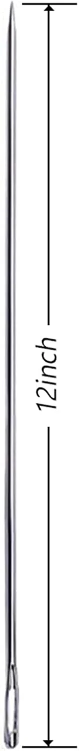 سوزن بلند چشمی بزرگ SUWEI (30 سانتی متر، نقره ای) - 30 سانتی متر مناسب برای مبلمان، گلدوزی، ملیله دوزی، دوخت دستی در خانه یا محل کار (30 سانتی متر)