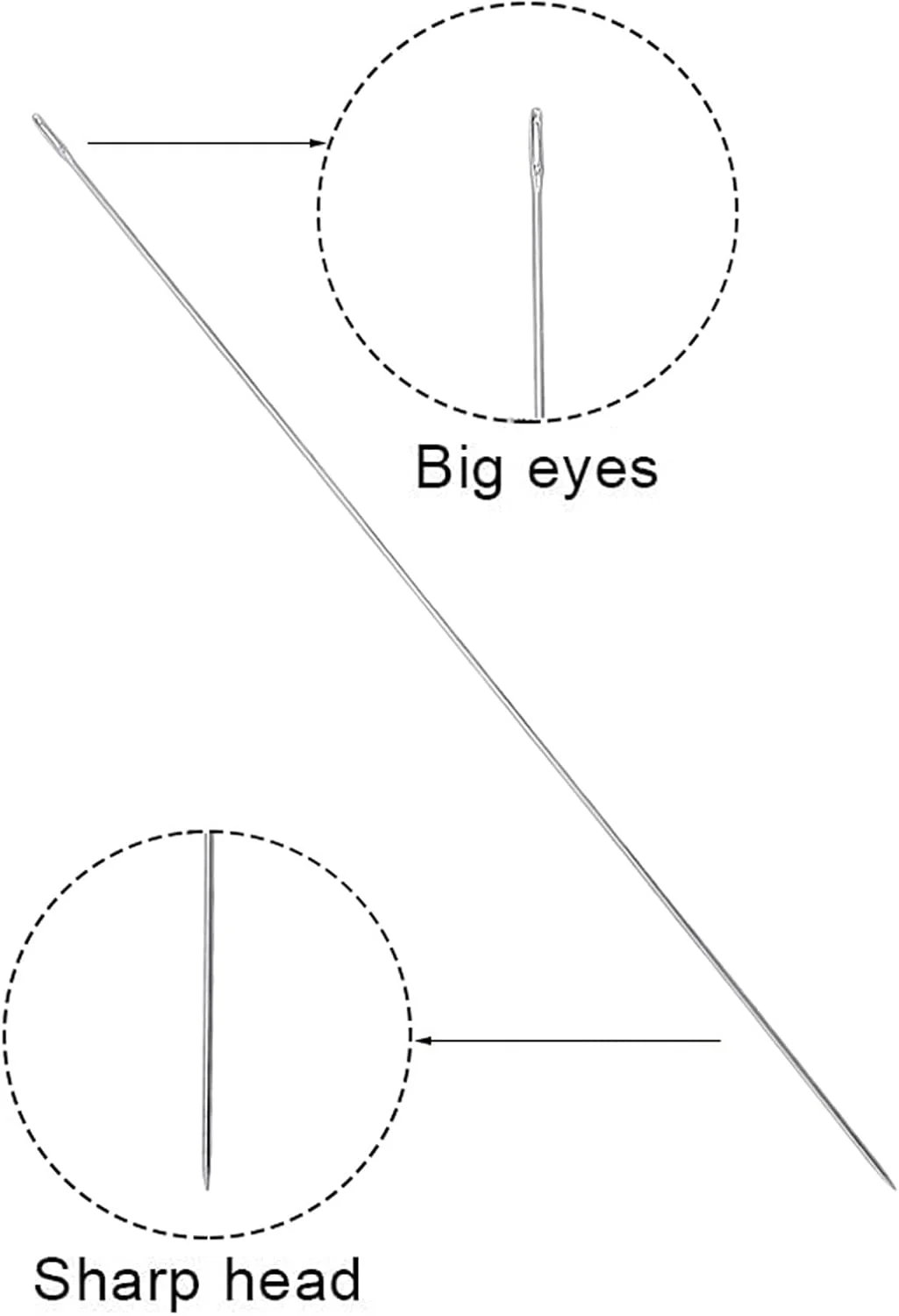 سوزن بلند چشمی بزرگ SUWEI (30 سانتی متر، نقره ای) - 30 سانتی متر مناسب برای مبلمان، گلدوزی، ملیله دوزی، دوخت دستی در خانه یا محل کار (30 سانتی متر)