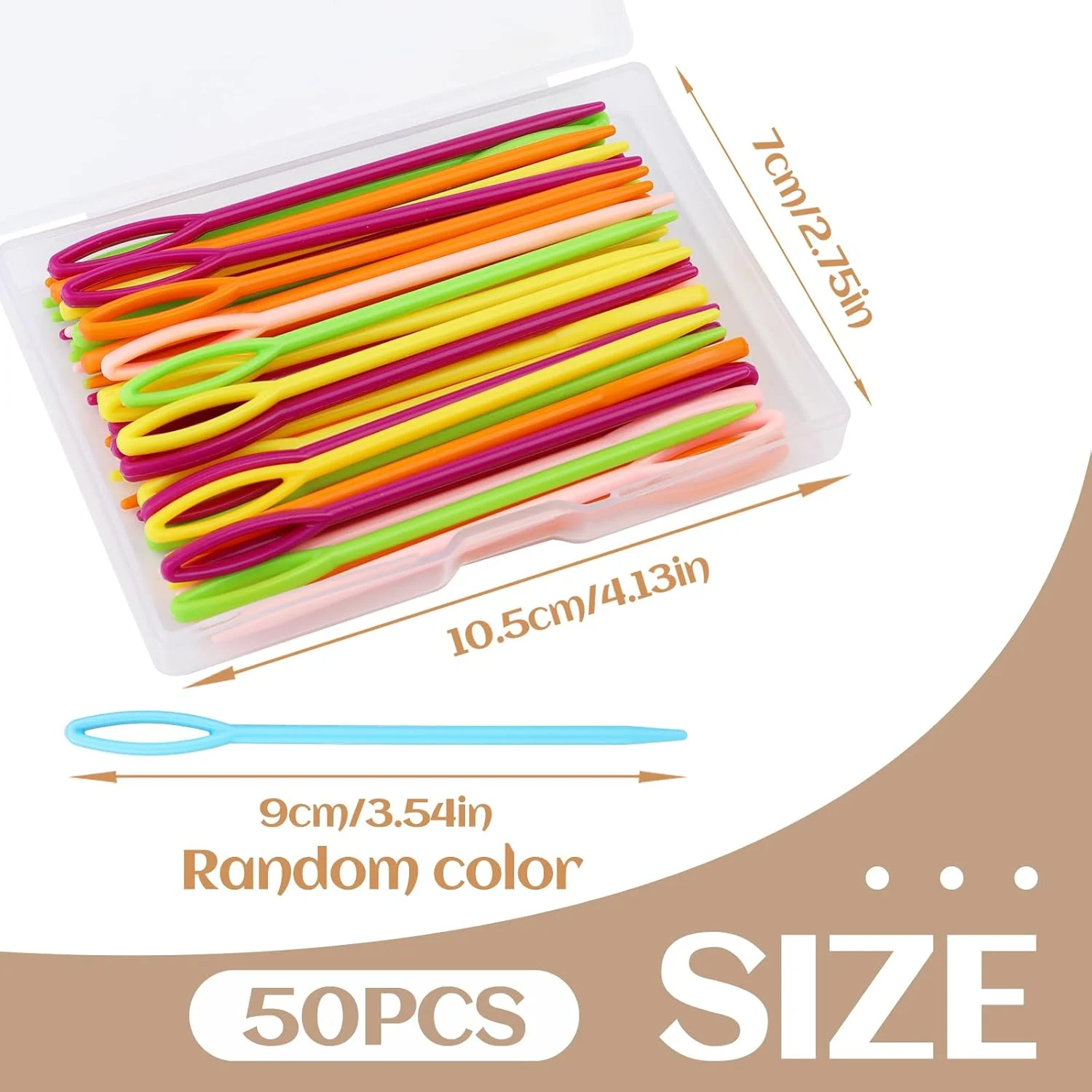 سوزن های پلاستیکی خیاطی SUVSOON، 50 عددی (9 سانتی متر)، سوزن های پلاستیکی برای نخ و کاردستی، سوزن های نخ پلاستیکی چشم بزرگ برای کودکان، سوزن های گلدوزی پلاستیکی برای خیاطی DIY صنایع دستی دست ساز