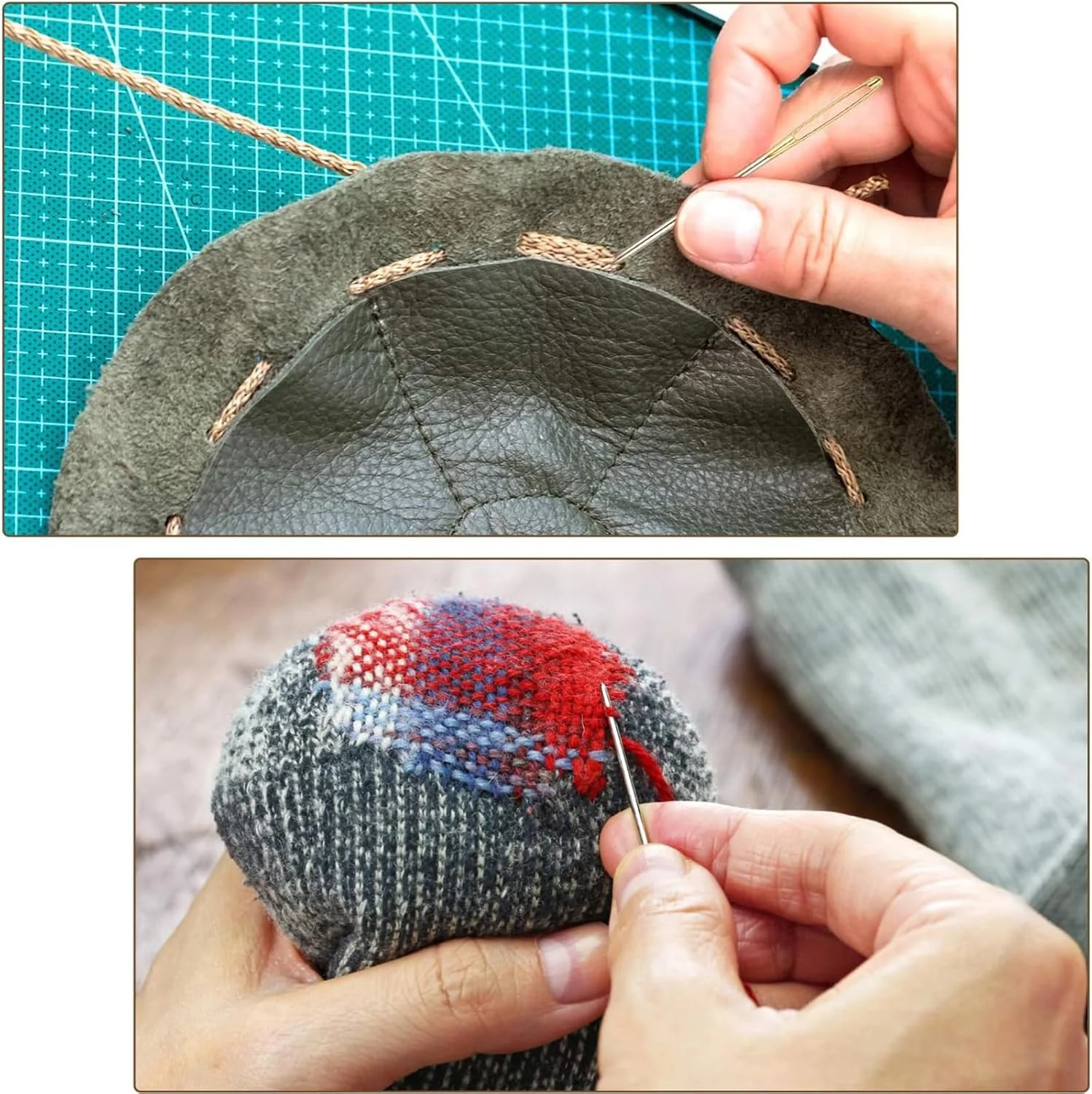 12 عدد سوزن لحاف دوزی بزرگ با نوک گرد، سوزن های بافتنی نخ استیل ضد زنگ، سوزن های گلدوزی دستی با لوله نگهداری سوزن آلومینیومی