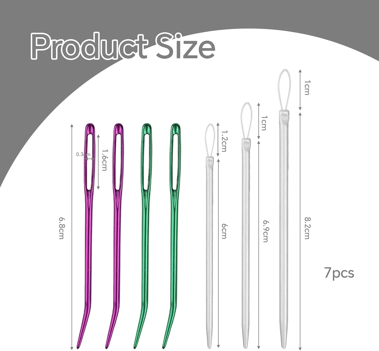بسته 7 عددی سوزن های رفو، سوزن های پشمی 3 رنگ، سوزن های خیاطی، مناسب برای ژاکت، خیاطی، بافندگی، پشم، چرم دوزی دستی، بافندگی DIY، ست سوزن بافندگی، سوزن های رفو