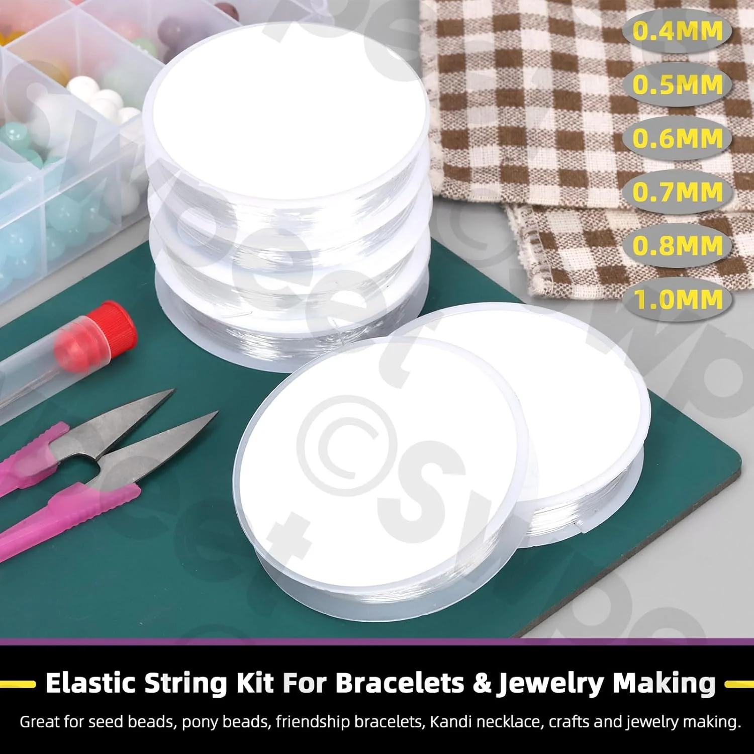 ست سوزن‌های مهره‌دوزی Swpeet شامل 12 عدد در اندازه‌های 45، 60، 75، 100 و 125 میلی‌متر و 6 رول نخ کشی الاستیک، سوزن‌های مهره‌دوزی چشم بزرگ و نخ کشی شفاف برای ساخت جواهرات، دستبند و گردنبند