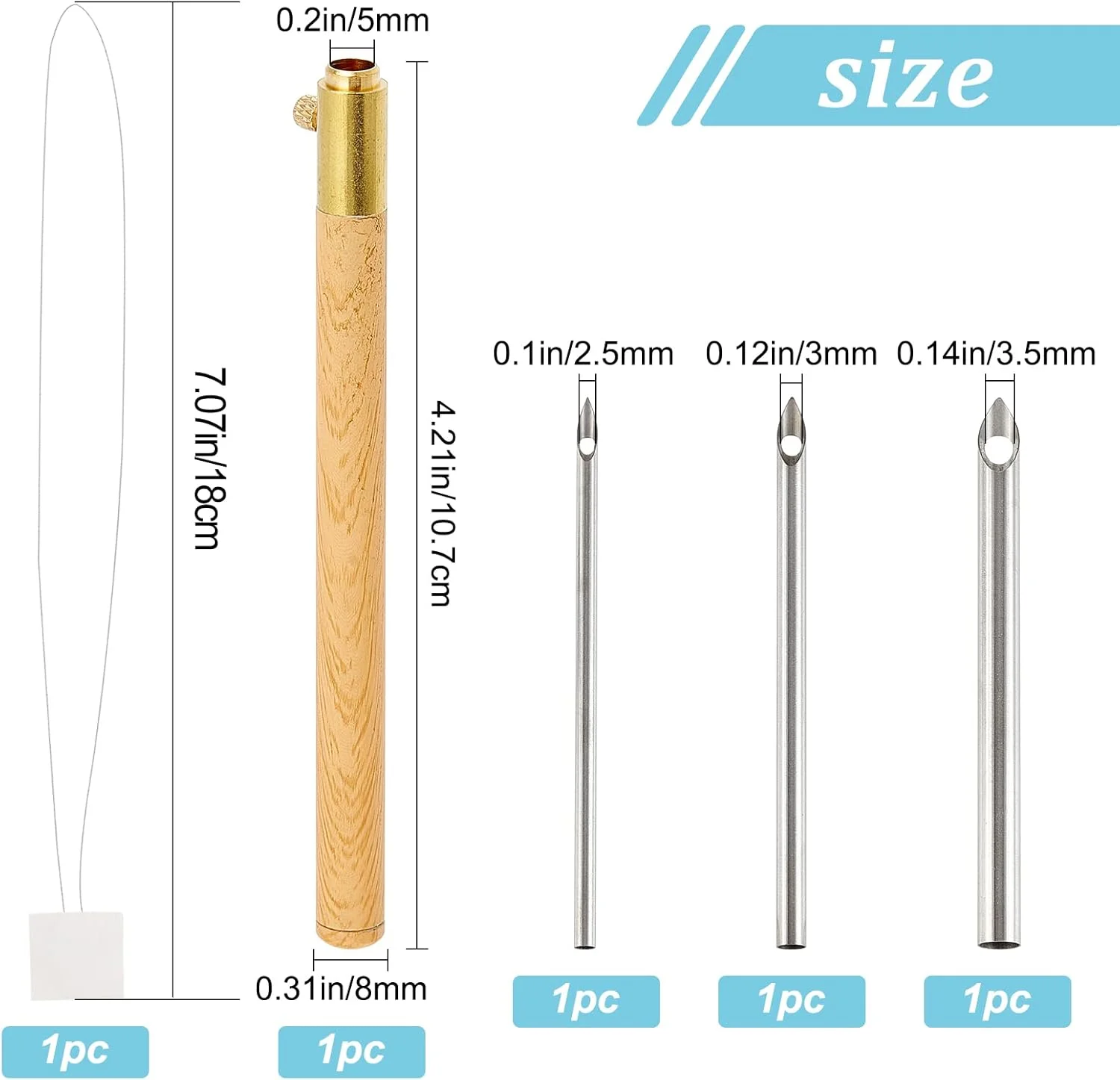 1 ست 5 عددی سوزن پانچ دسته دار لوله فلزی، لوازم سوزن پانچ، قلاب بافی فرش با سوزن پانچ، ابزار بافت گلدوزی و چاپ بافت چوبی برای نخ و کاموا 1 ست 5 عددی سوزن پانچ دسته دار لوله فلزی، لوازم سوزن پانچ، قلاب بافی فرش با سوزن پانچ، ابزار بافت گلدوزی و چاپ بافت چوبی برای نخ و کاموا