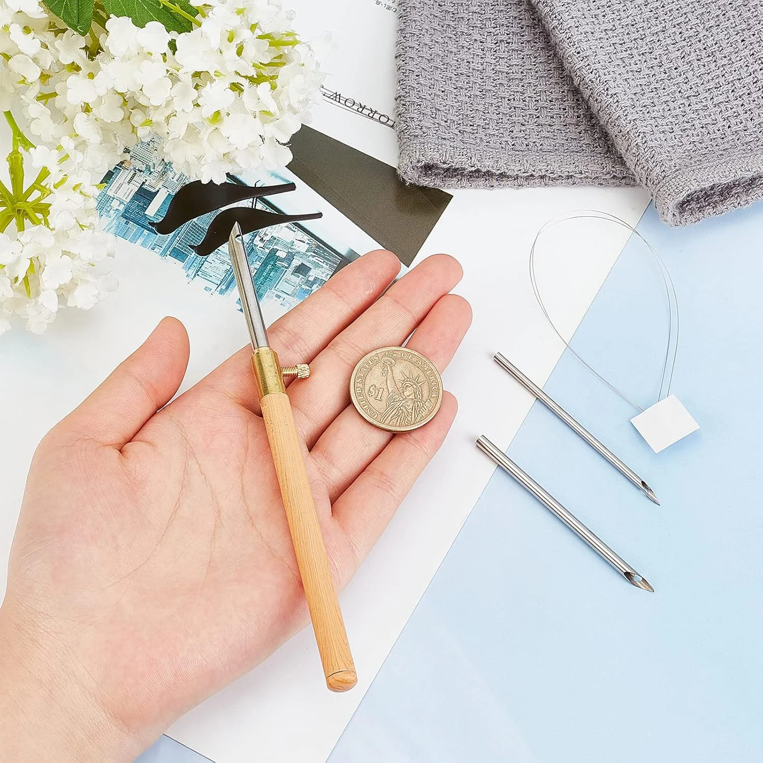 1 ست 5 عددی سوزن پانچ دسته دار لوله فلزی، لوازم سوزن پانچ، قلاب بافی فرش با سوزن پانچ، ابزار بافت گلدوزی و چاپ بافت چوبی برای نخ و کاموا 1 ست 5 عددی سوزن پانچ دسته دار لوله فلزی، لوازم سوزن پانچ، قلاب بافی فرش با سوزن پانچ، ابزار بافت گلدوزی و چاپ بافت چوبی برای نخ و کاموا